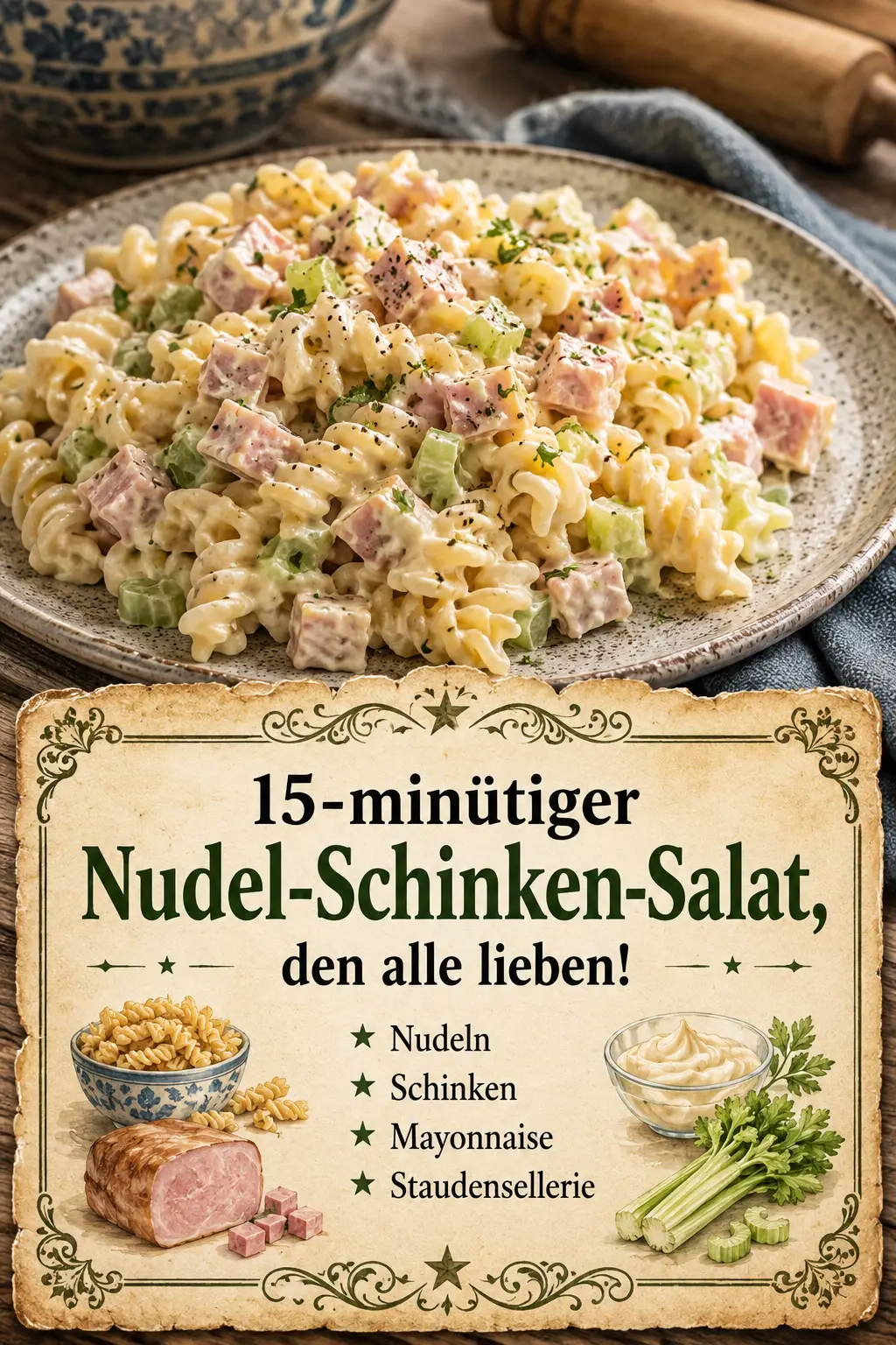15-minütiger Nudel-Schinken-Salat, den alle lieben!