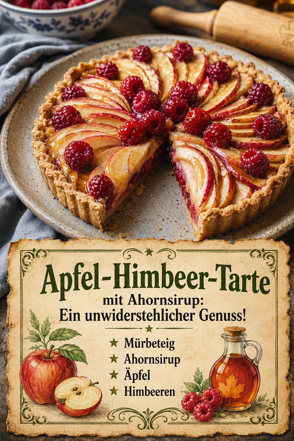 Apfel-Himbeer-Tarte mit Ahornsirup: Ein unwiderstehlicher Genuss!