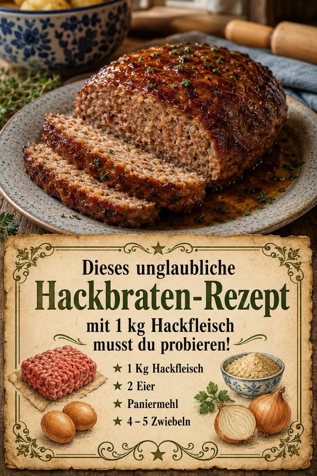 Dieses unglaubliche Hackbraten-Rezept mit 1 kg Hackfleisch musst du probieren!