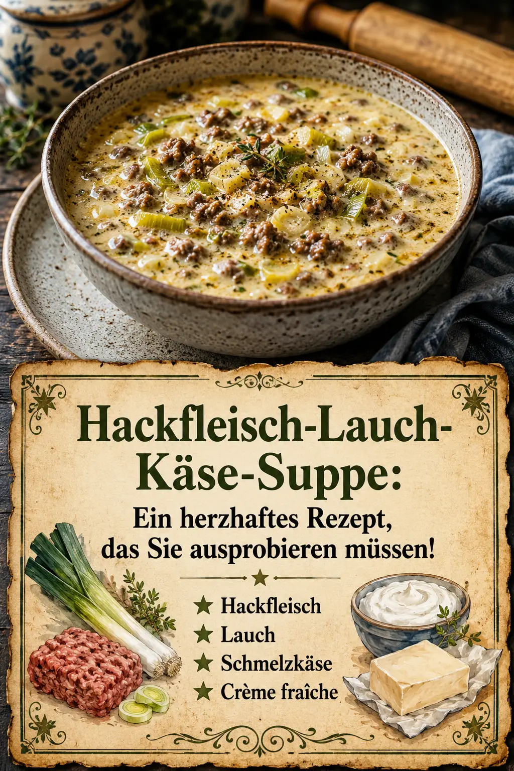 Hackfleisch-Lauch-Käse-Suppe: Ein herzhaftes Rezept, das Sie ausprobieren müssen!