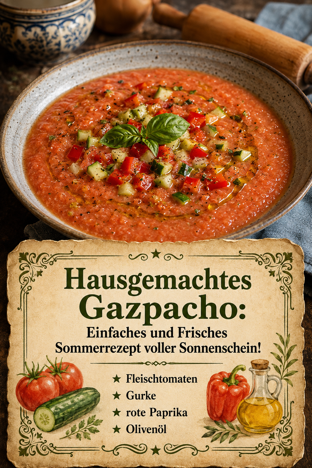Hausgemachtes Gazpacho: Einfaches und Frisches Sommerrezept voller Sonnenschein!