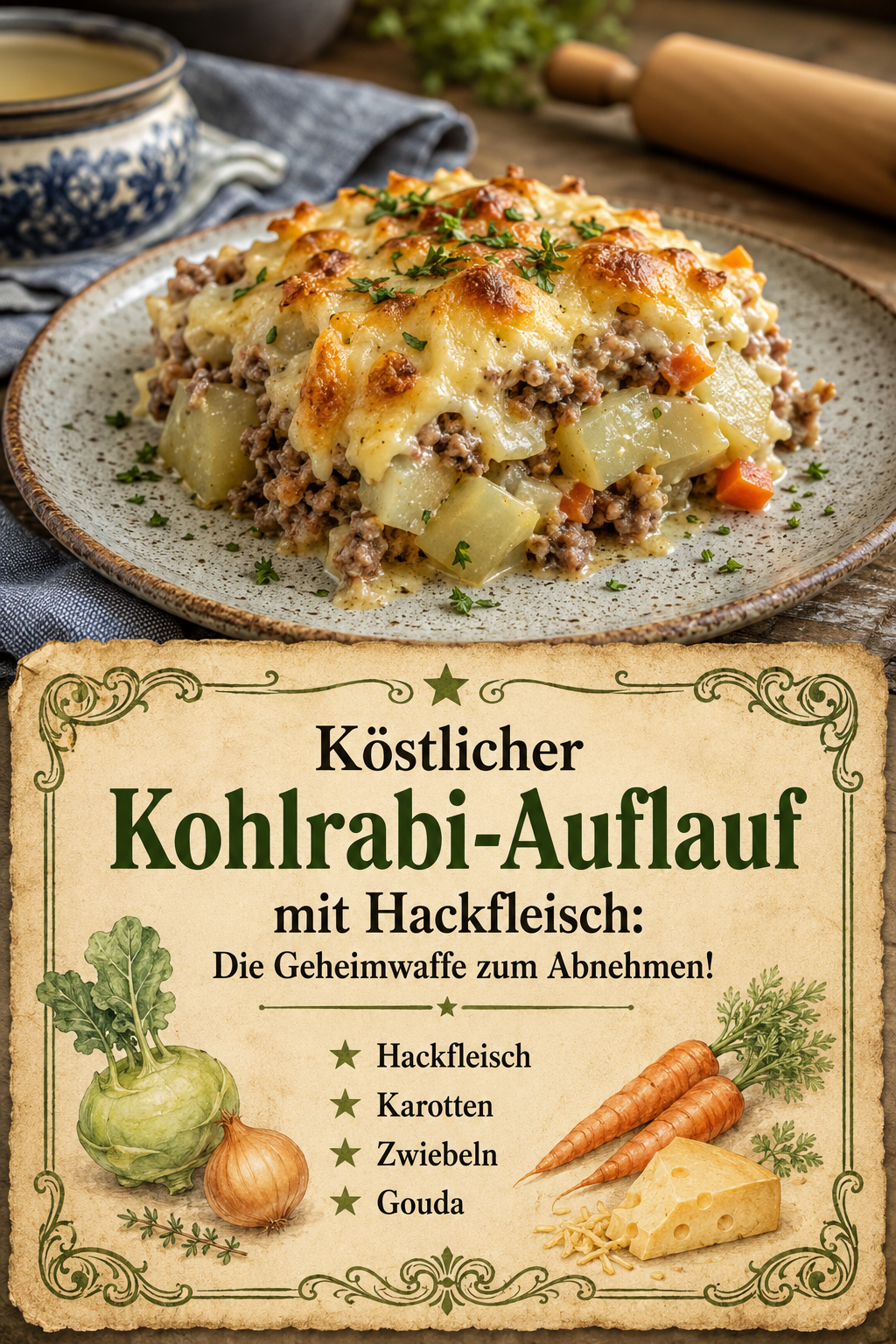 Köstlicher Kohlrabi-Auflauf mit Hackfleisch: Die Geheimwaffe zum Abnehmen!