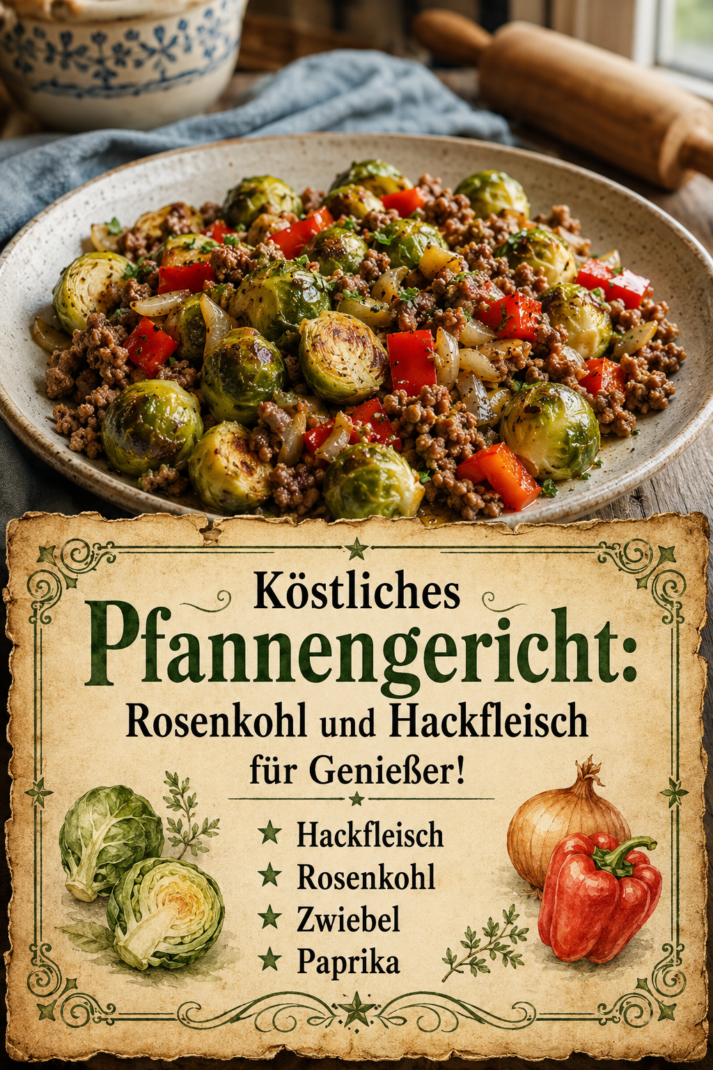 Köstliches Pfannengericht: Rosenkohl und Hackfleisch für Genießer!