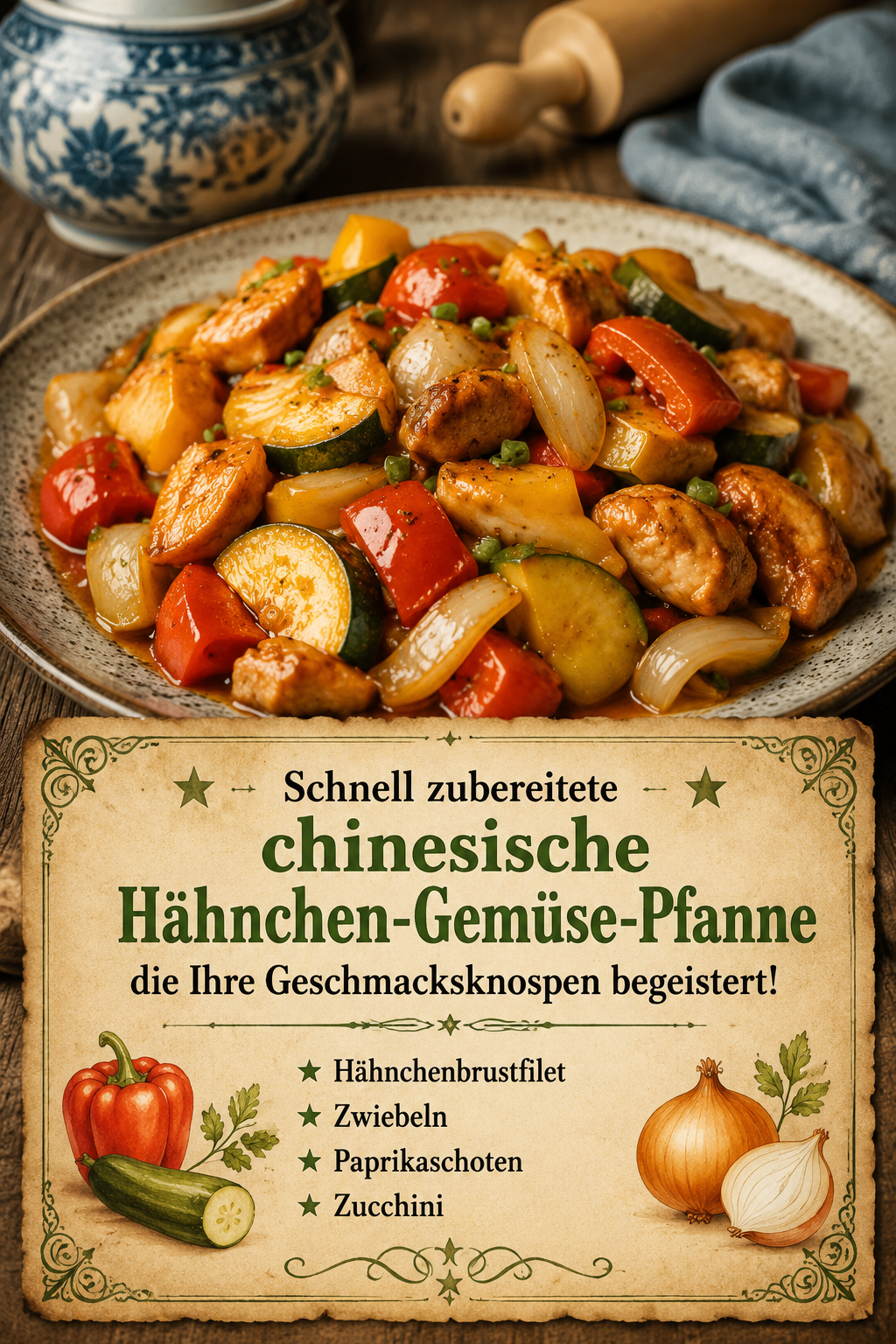 Schnell zubereitete chinesische Hähnchen-Gemüse-Pfanne, die Ihre Geschmacksknospen begeistert!