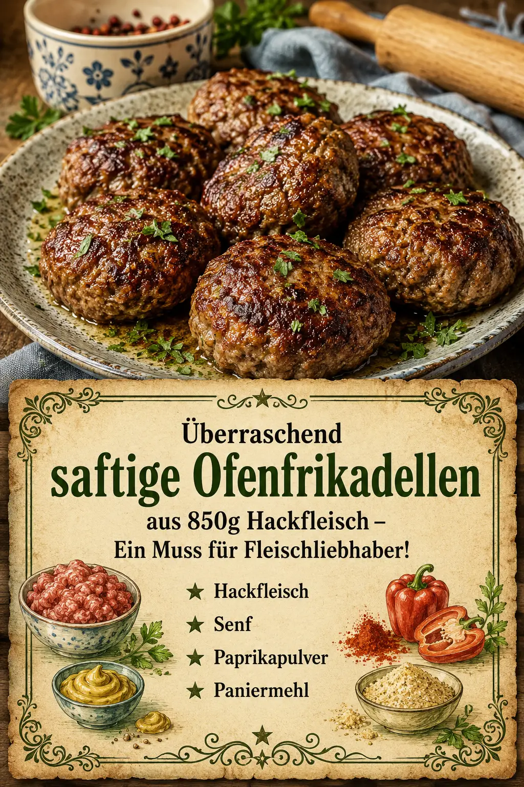 Überraschend saftige Ofenfrikadellen aus 850g Hackfleisch – Ein Muss für Fleischliebhaber!