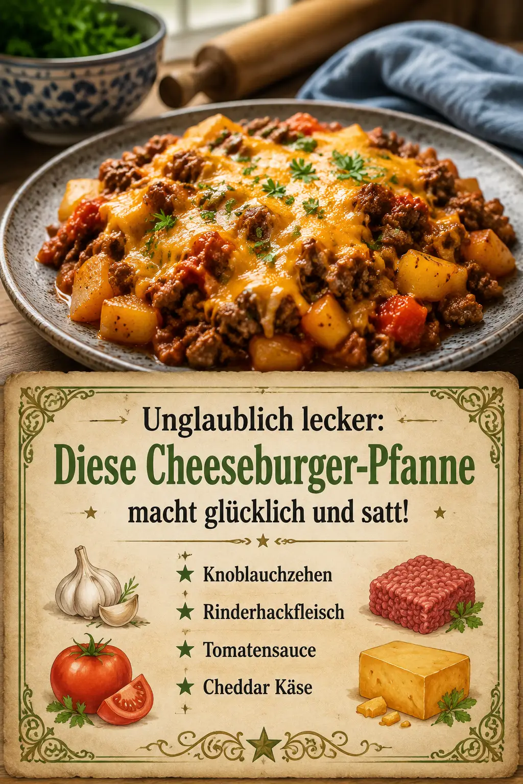Unglaublich lecker: Diese Cheeseburger-Pfanne macht glücklich und satt!