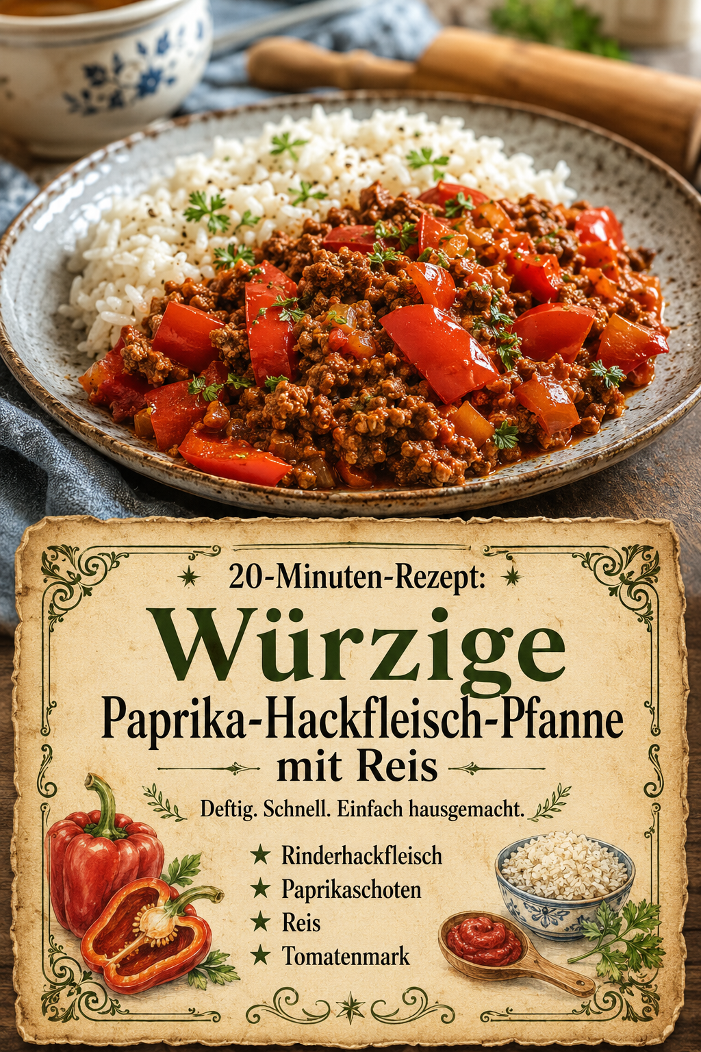 20-Minuten-Rezept: Würzige Paprika-Hackfleisch-Pfanne mit Reis