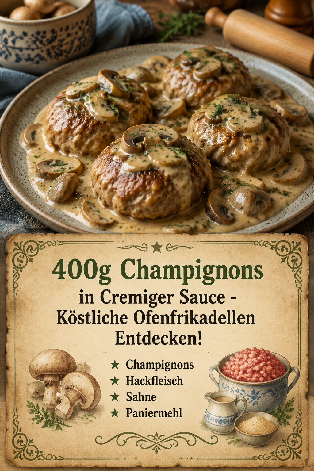 400g Champignons in Cremiger Sauce - Köstliche Ofenfrikadellen Entdecken!