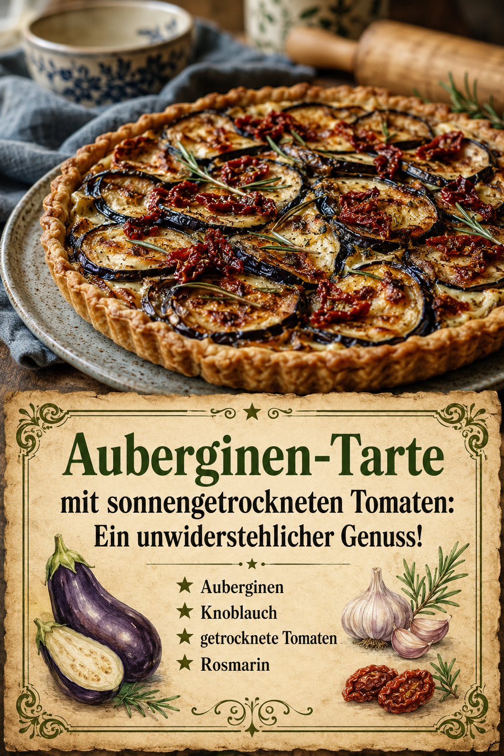 Auberginen-Tarte mit sonnengetrockneten Tomaten: Ein unwiderstehlicher Genuss!