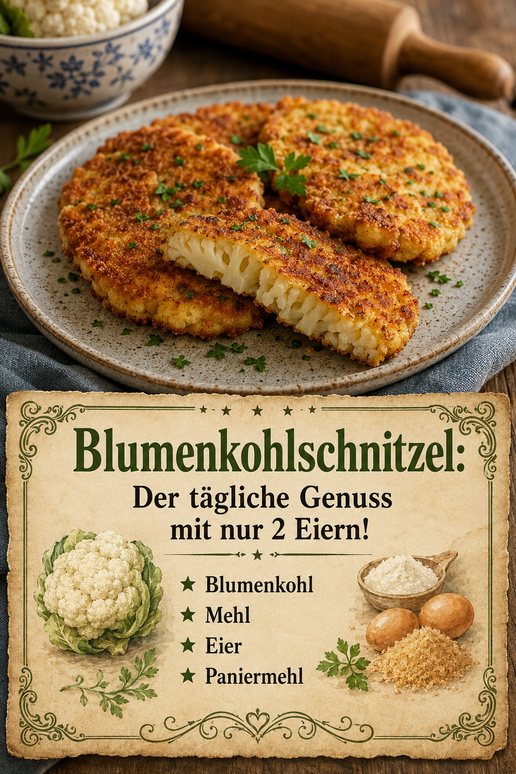 Blumenkohlschnitzel: Der tägliche Genuss mit nur 2 Eiern!