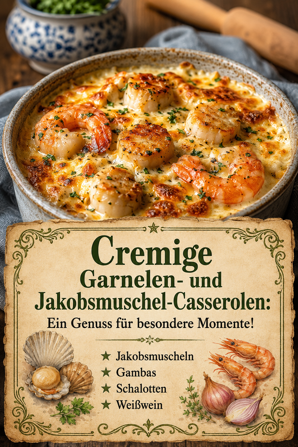Cremige Garnelen- und Jakobsmuschel-Casserolen: Ein Genuss für besondere Momente!