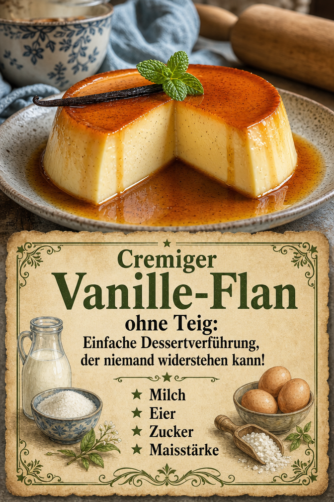 Cremiger Vanille-Flan ohne Teig: Einfache Dessertverführung, der niemand widerstehen kann!