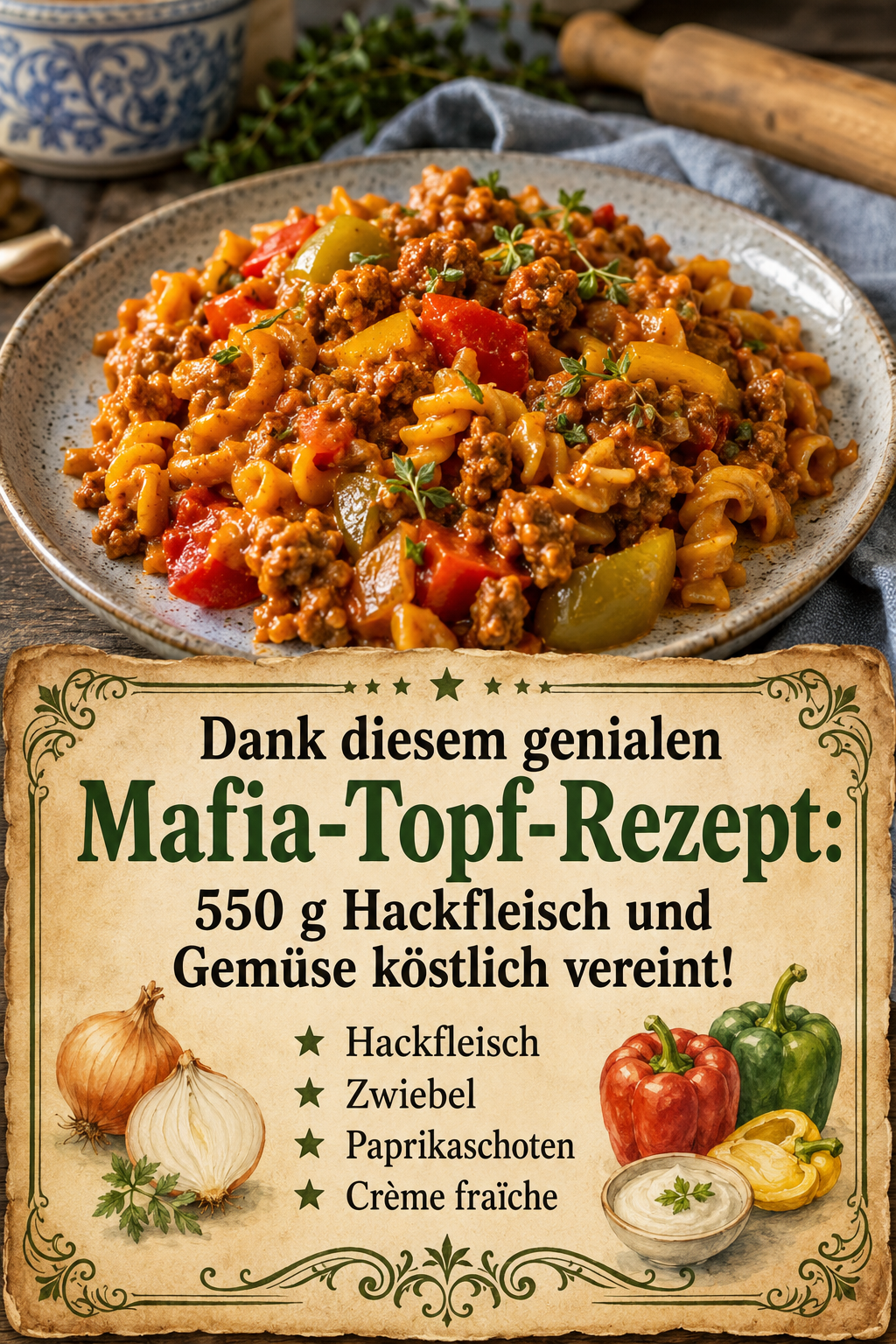 Dank diesem genialen Mafia-Topf-Rezept: 550 g Hackfleisch und Gemüse köstlich vereint!