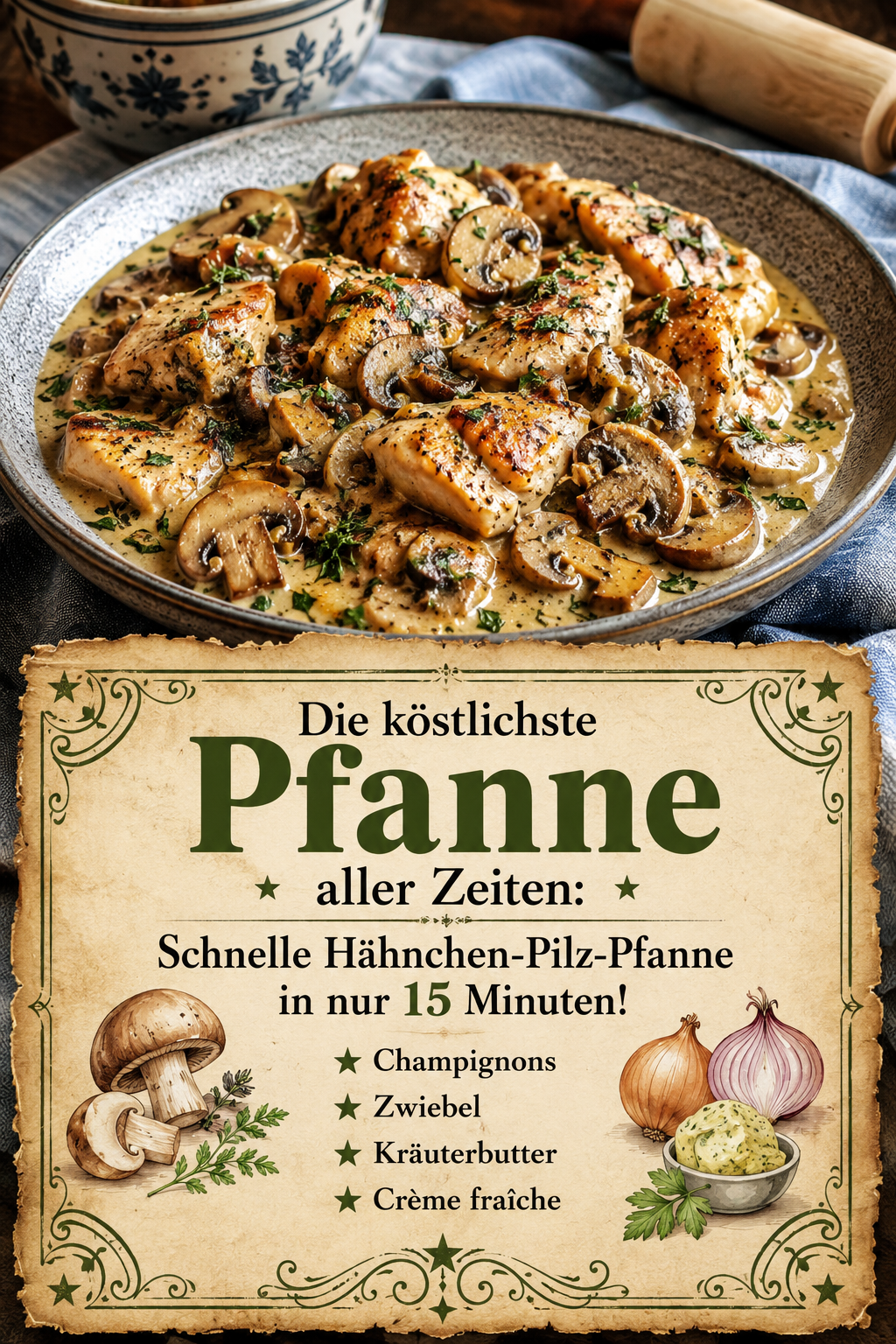 Die köstlichste Pfanne aller Zeiten: Schnelle Hähnchen-Pilz-Pfanne in nur 15 Minuten!