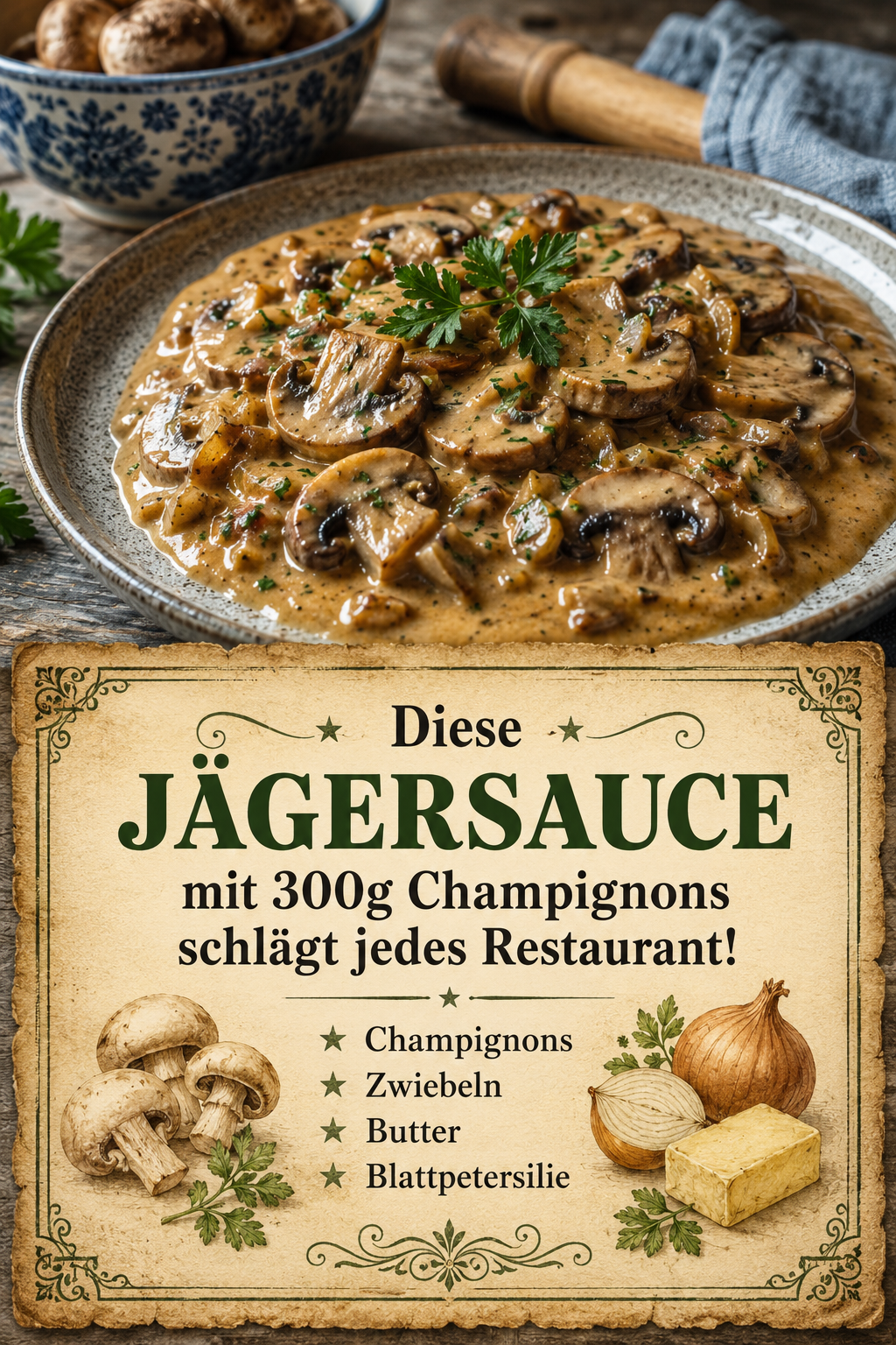 Diese Jägersauce mit 300g Champignons schlägt jedes Restaurant!