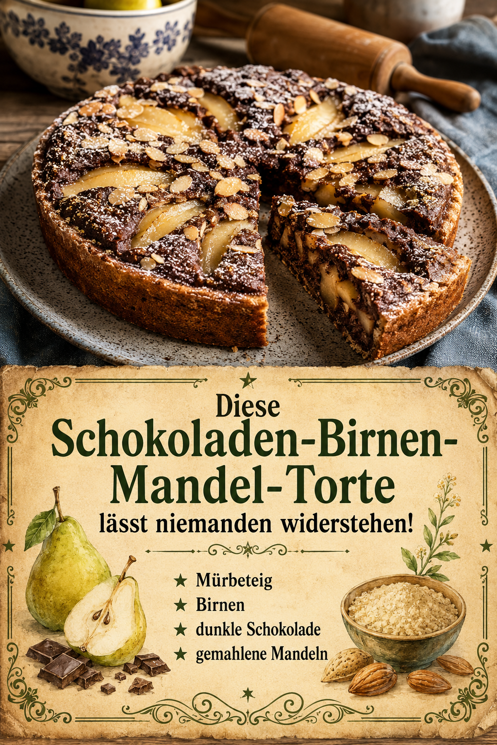 Diese Schokoladen-Birnen-Mandel-Torte lässt niemanden widerstehen!