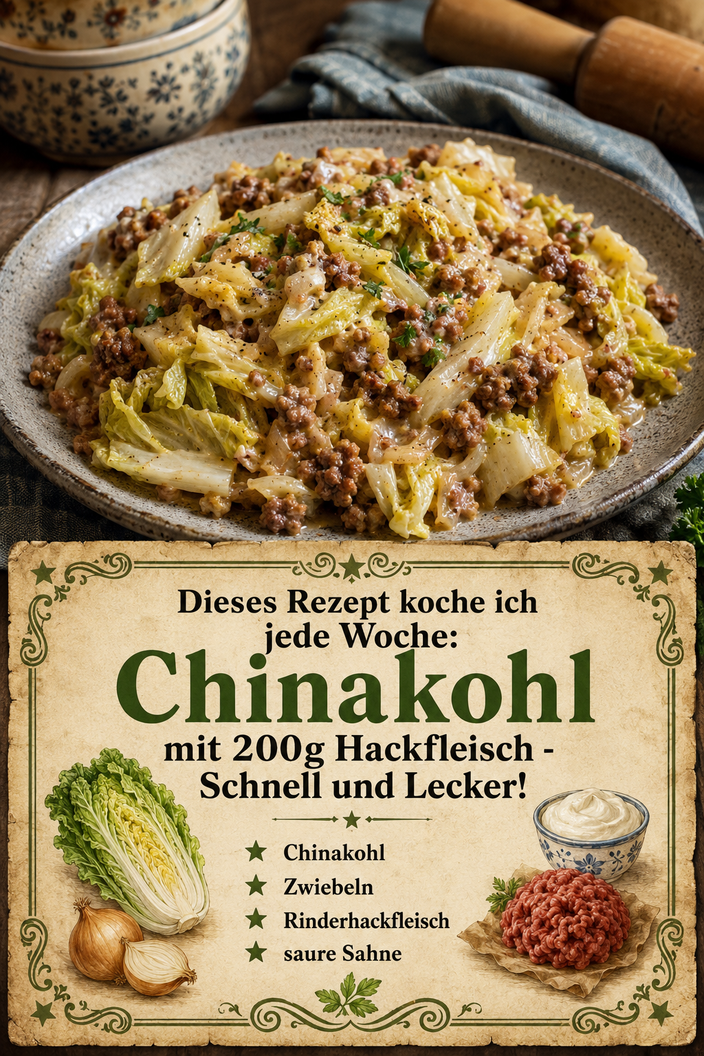 Dieses Rezept koche ich jede Woche: Chinakohl mit 200g Hackfleisch - Schnell und Lecker!
