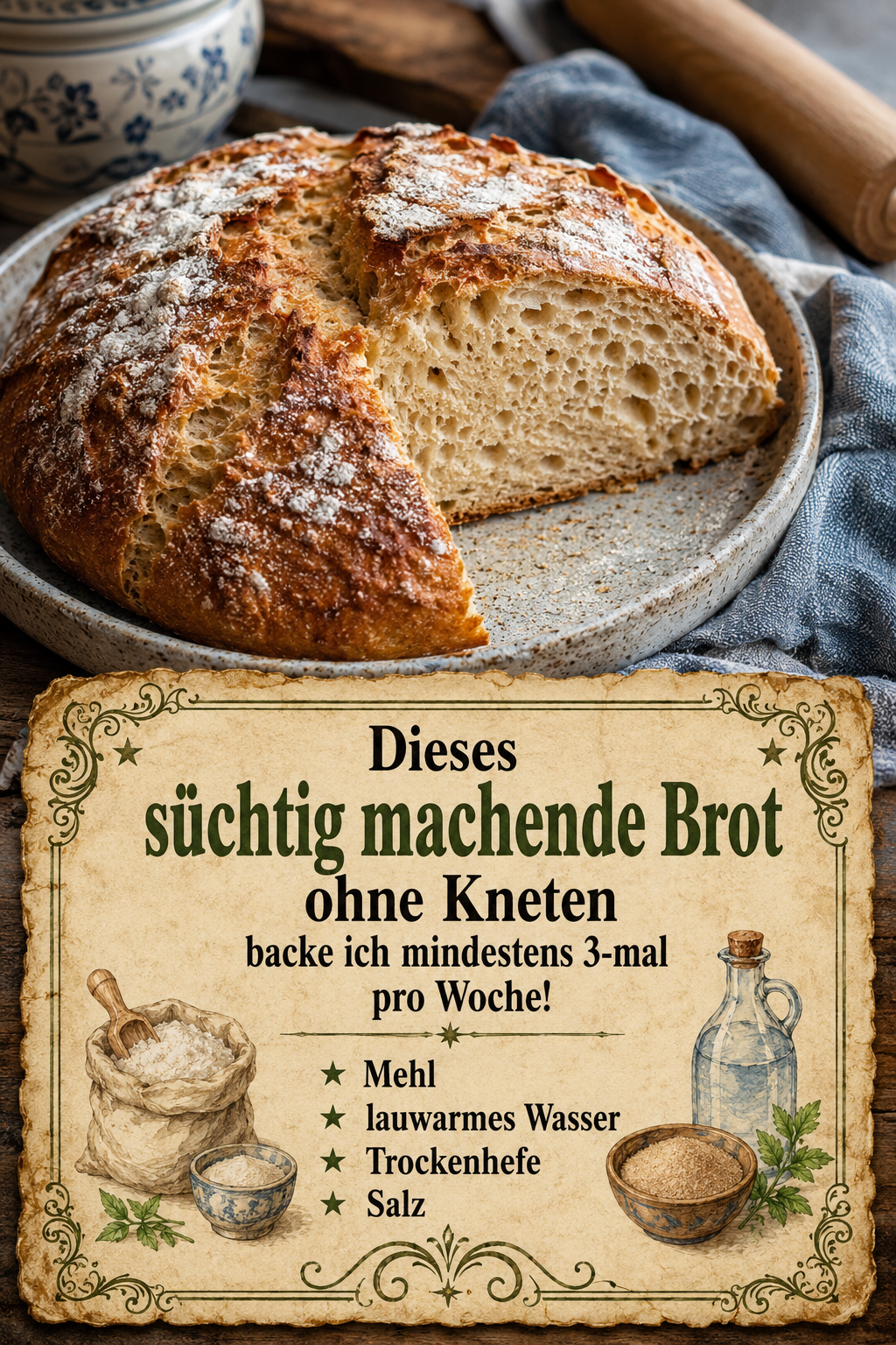 Dieses süchtig machende Brot ohne Kneten backe ich mindestens 3-mal pro Woche!