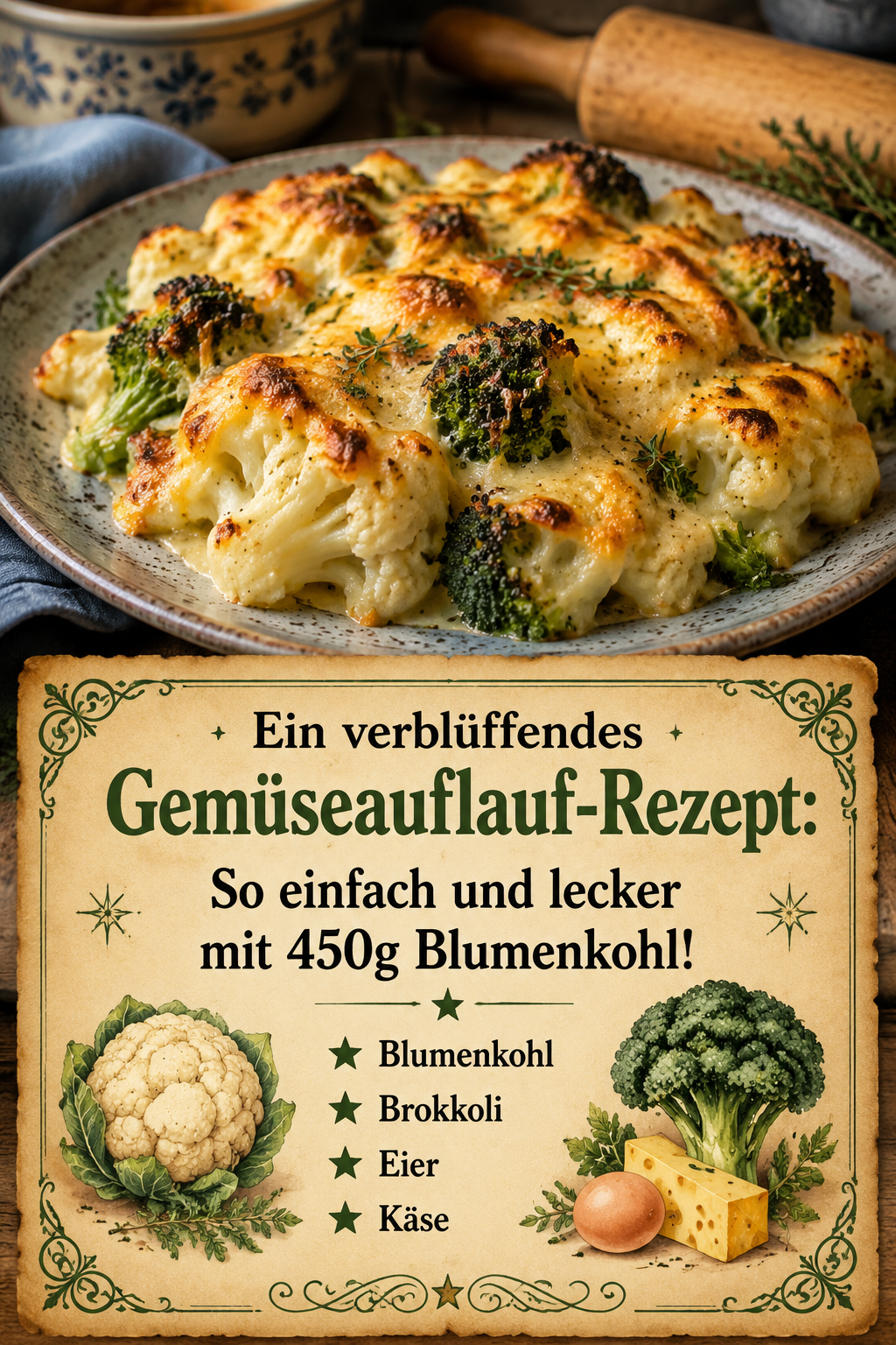 Ein verblüffendes Gemüseauflauf-Rezept: So einfach und lecker mit 450g Blumenkohl!