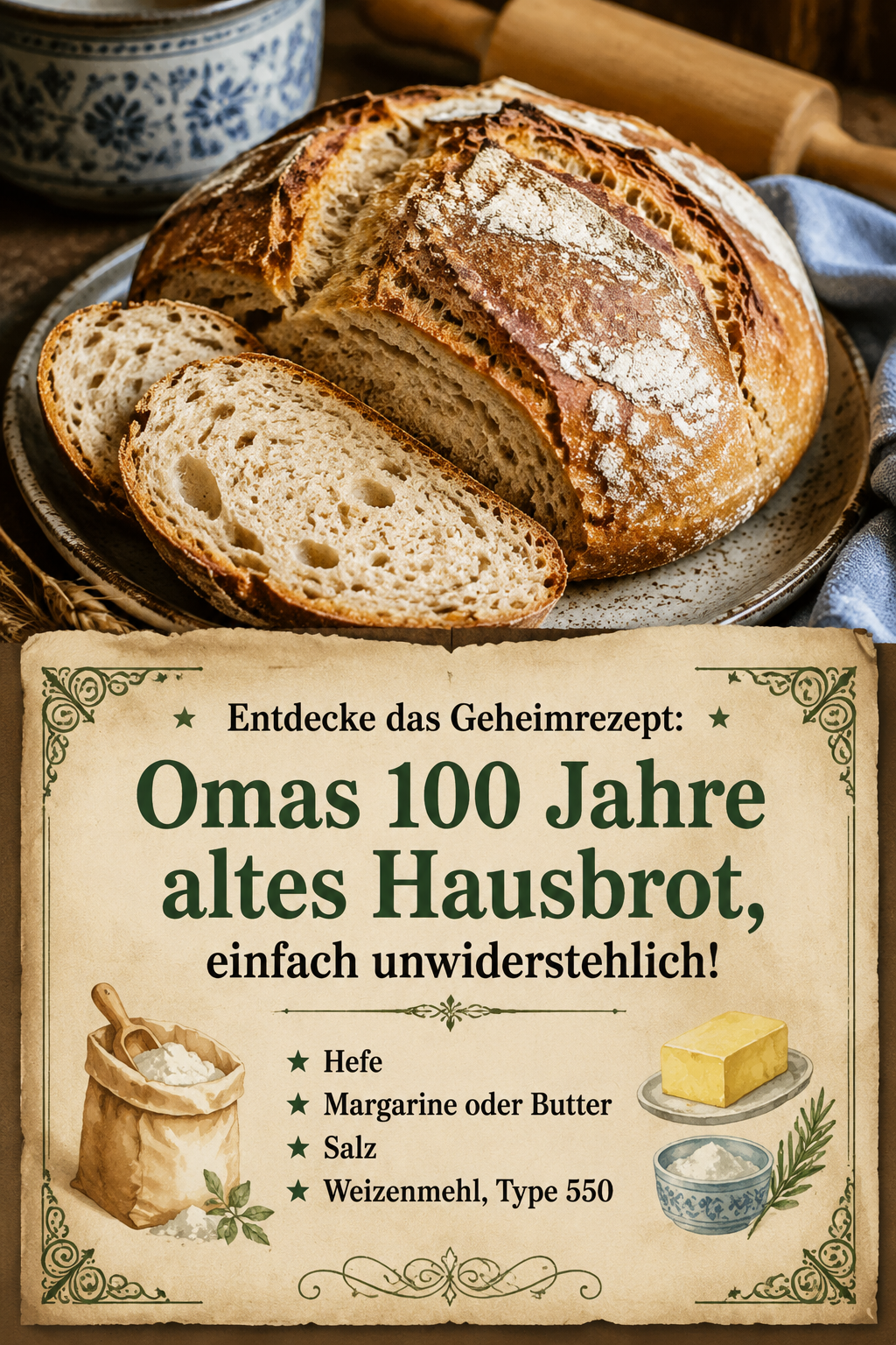 Entdecke das Geheimrezept: Omas 100 Jahre altes Hausbrot, einfach unwiderstehlich!