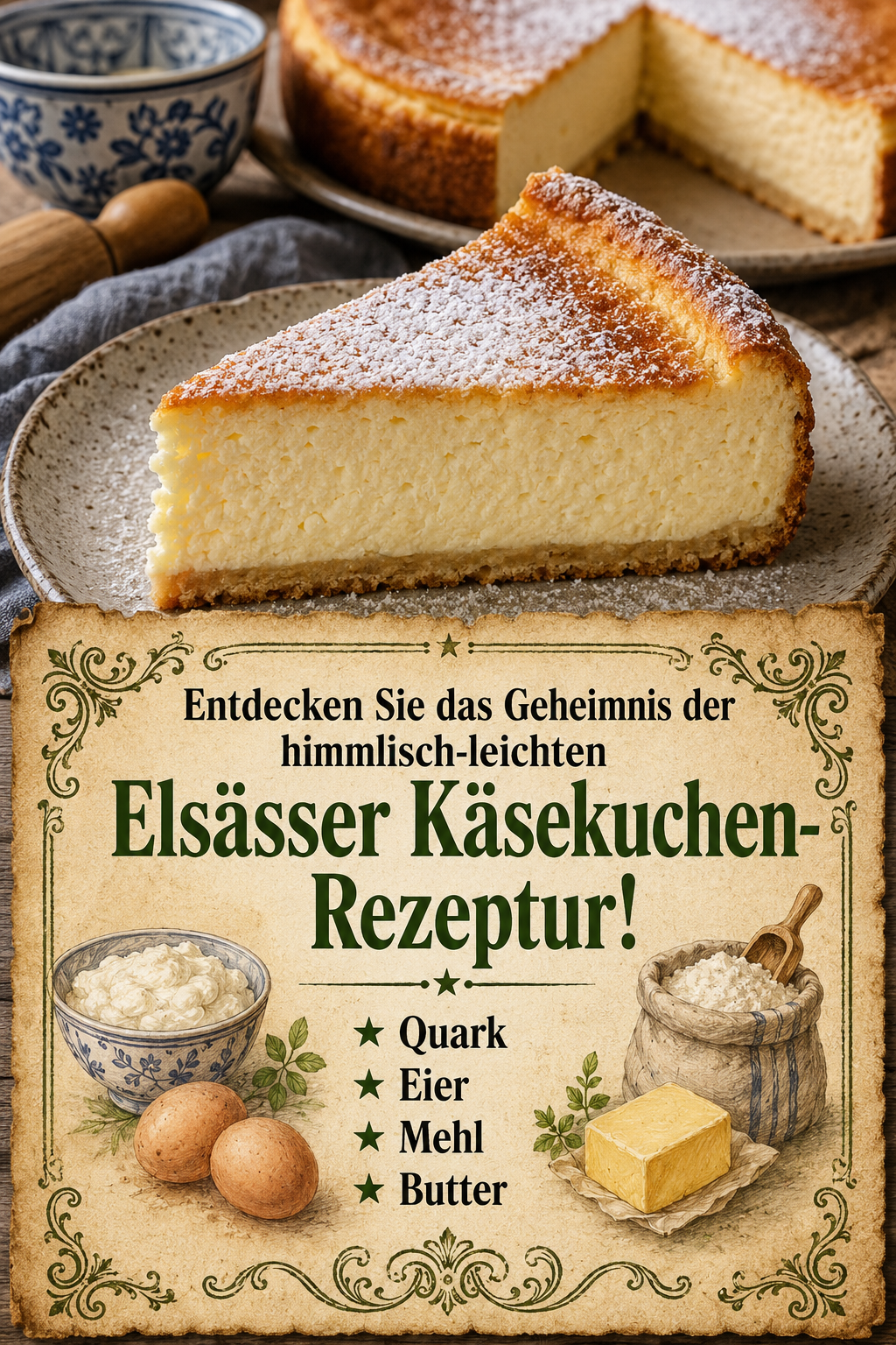 Entdecken Sie das Geheimnis der himmlisch-leichten Elsässer Käsekuchen-Rezeptur!
