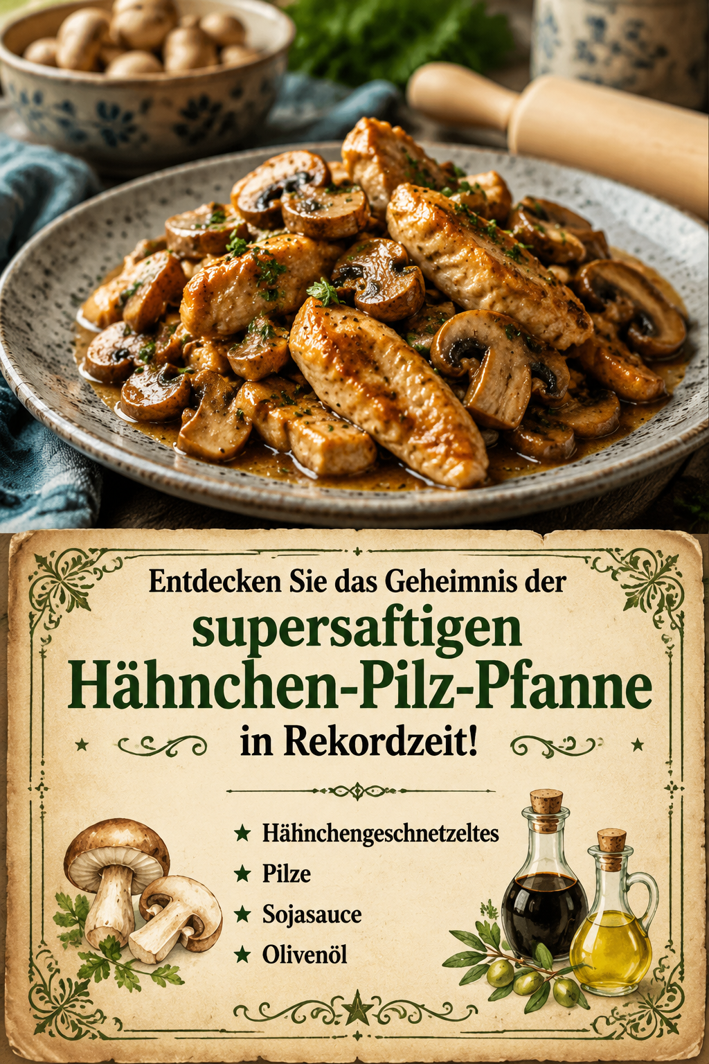 Entdecken Sie das Geheimnis der supersaftigen Hähnchen-Pilz-Pfanne in Rekordzeit!