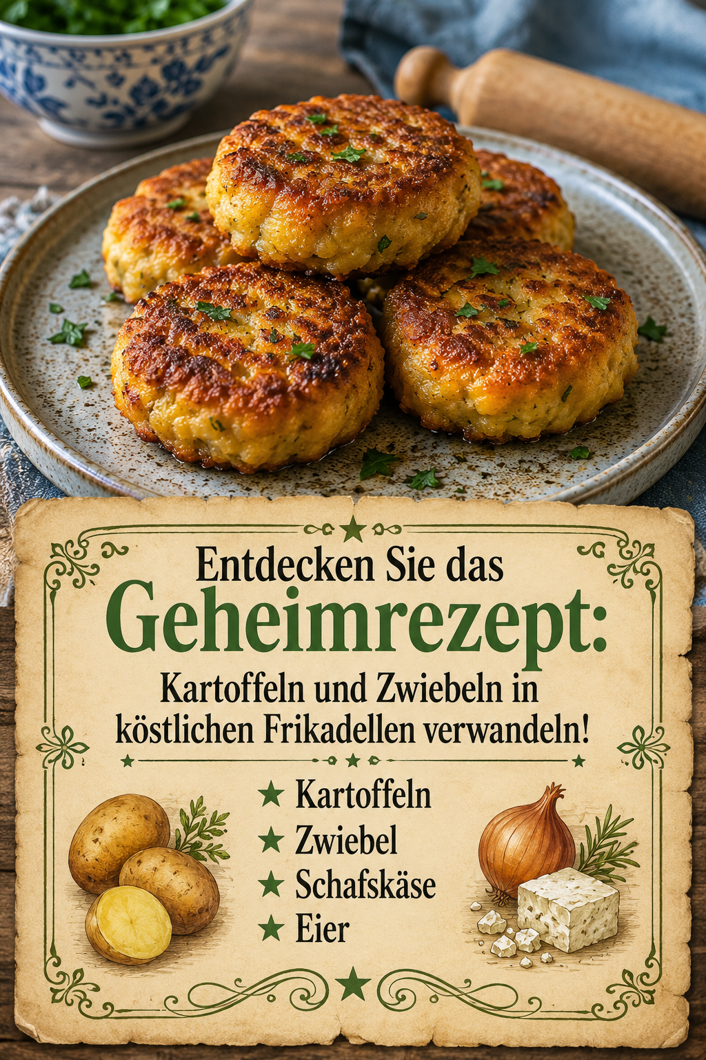 Entdecken Sie das Geheimrezept: Kartoffeln und Zwiebeln in köstlichen Frikadellen verwandeln!
