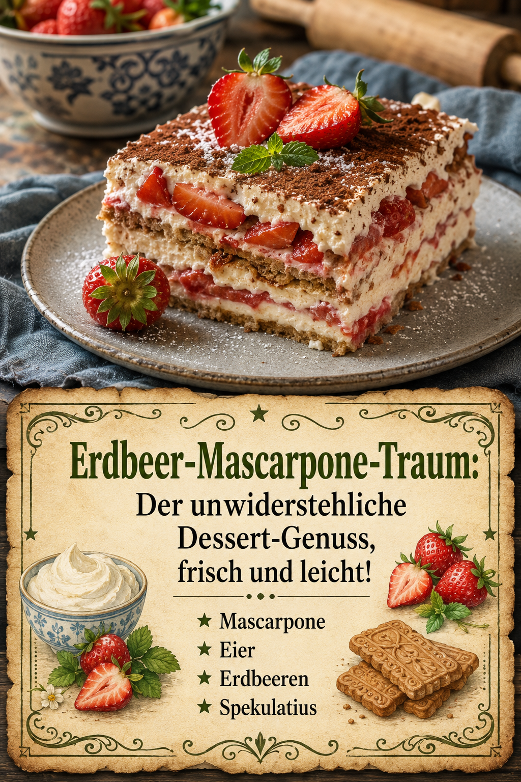 Erdbeer-Mascarpone-Traum: Der unwiderstehliche Dessert-Genuss, frisch und leicht!