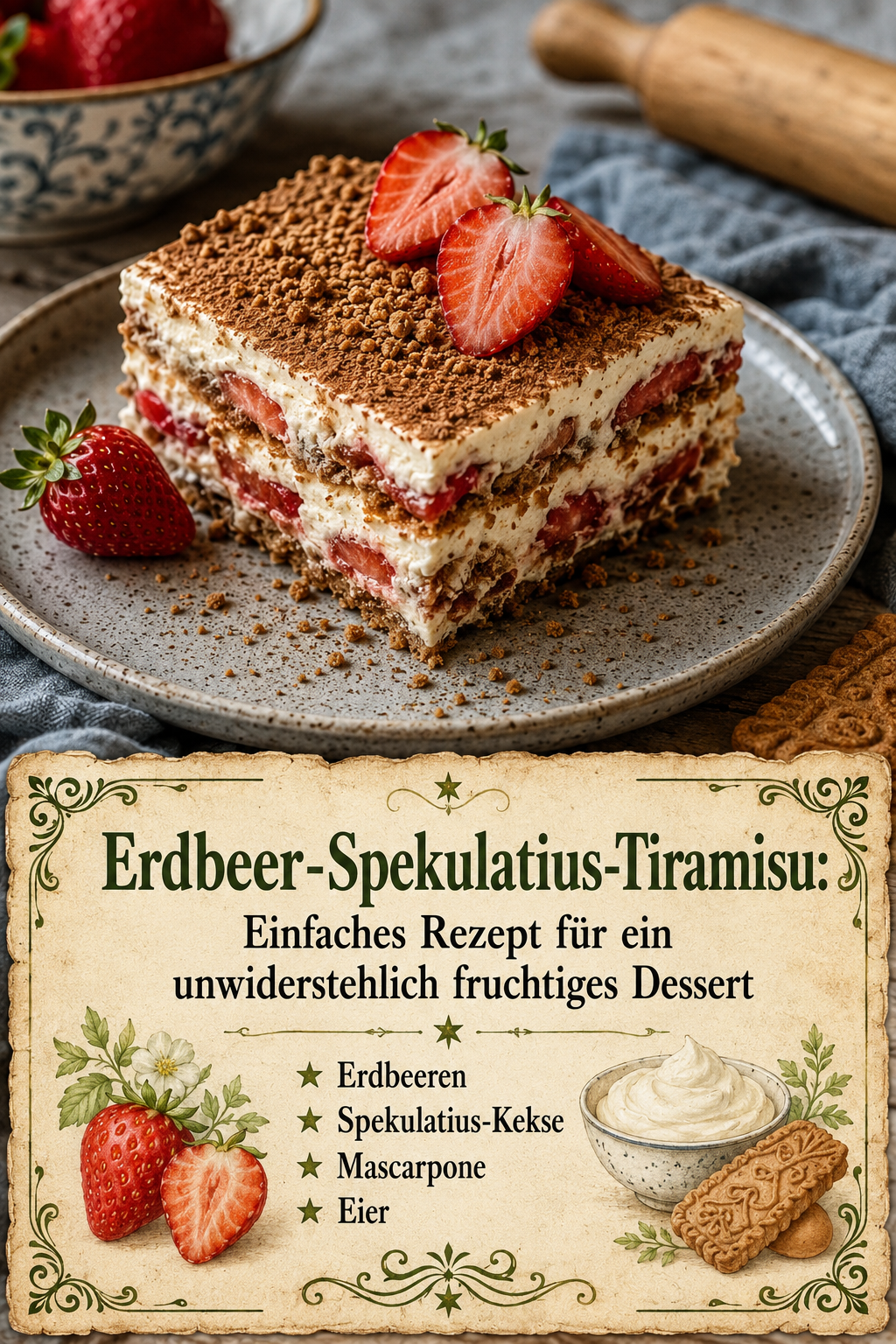 Erdbeer-Spekulatius-Tiramisu: Einfaches Rezept für ein unwiderstehlich fruchtiges Dessert