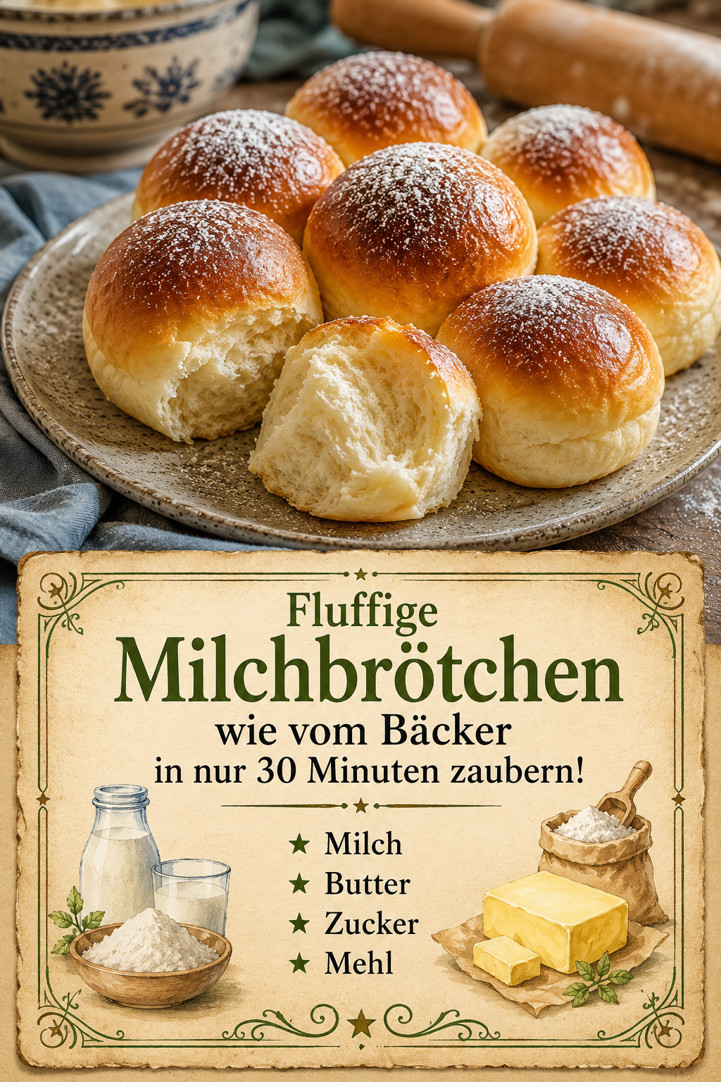 Fluffige Milchbrötchen wie vom Bäcker in nur 30 Minuten zaubern!