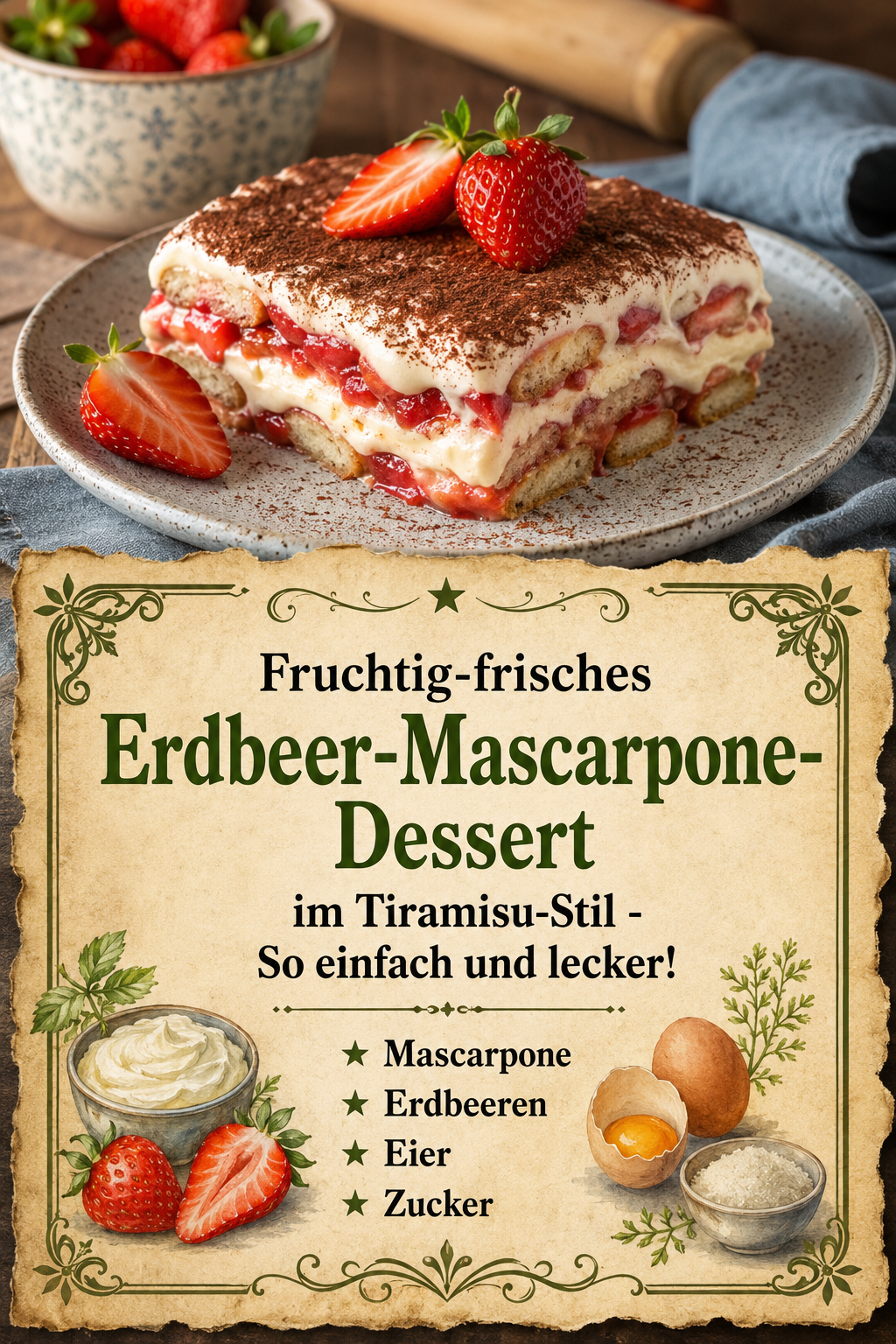 Fruchtig-frisches Erdbeer-Mascarpone-Dessert im Tiramisu-Stil - So einfach und lecker!