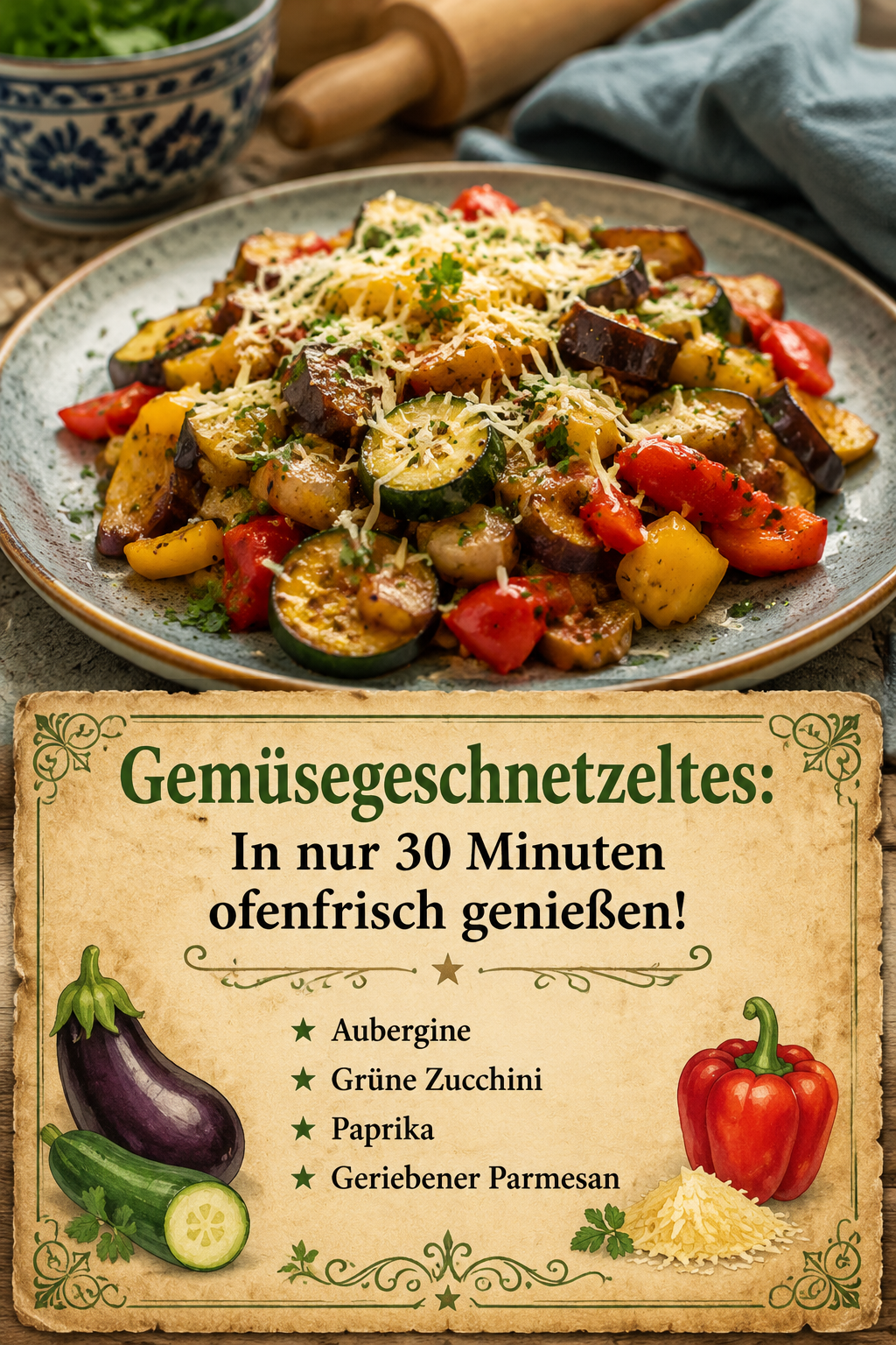Gemüsegeschnetzeltes: In nur 30 Minuten ofenfrisch genießen!