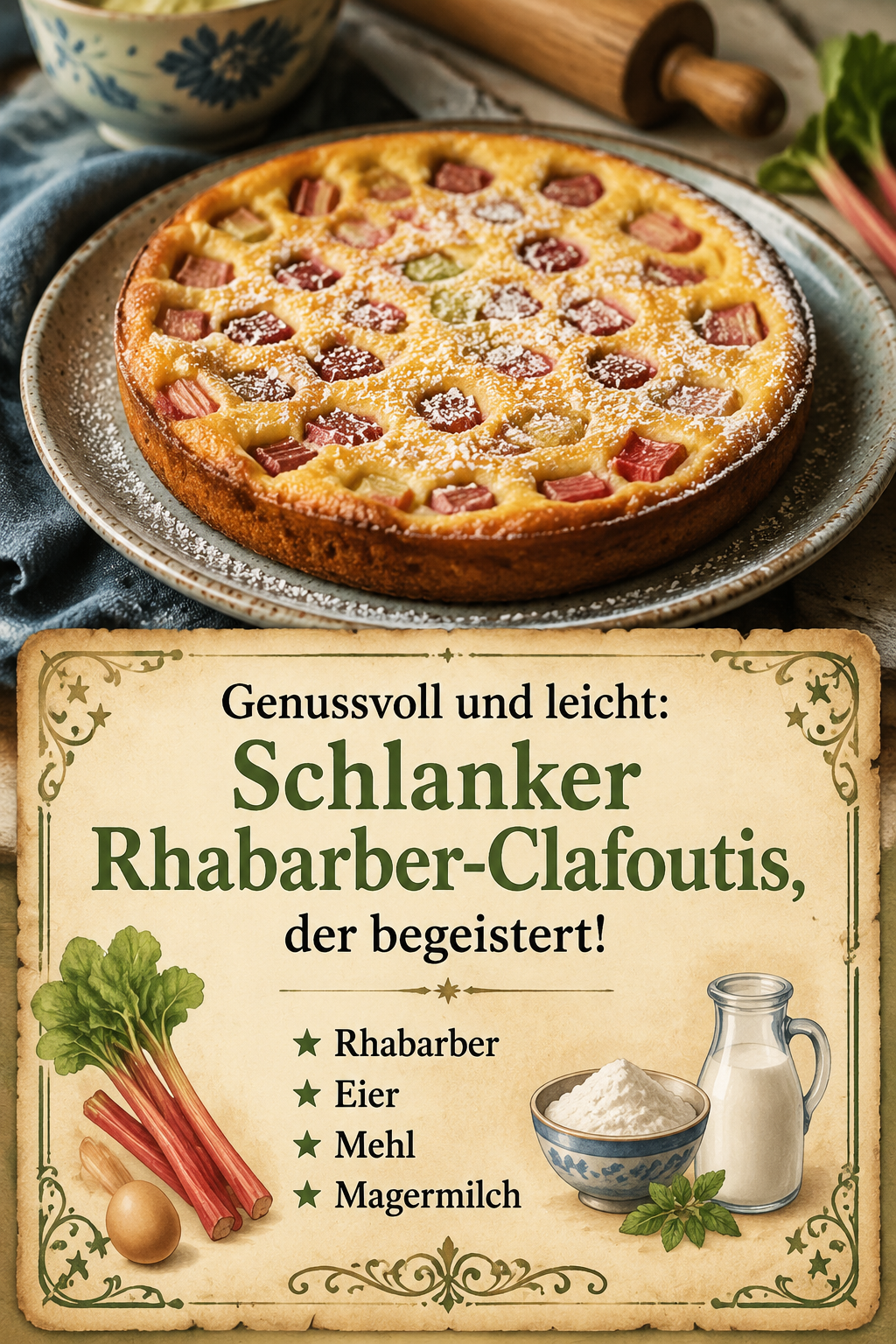 Genussvoll und leicht: Schlanker Rhabarber-Clafoutis, der begeistert!