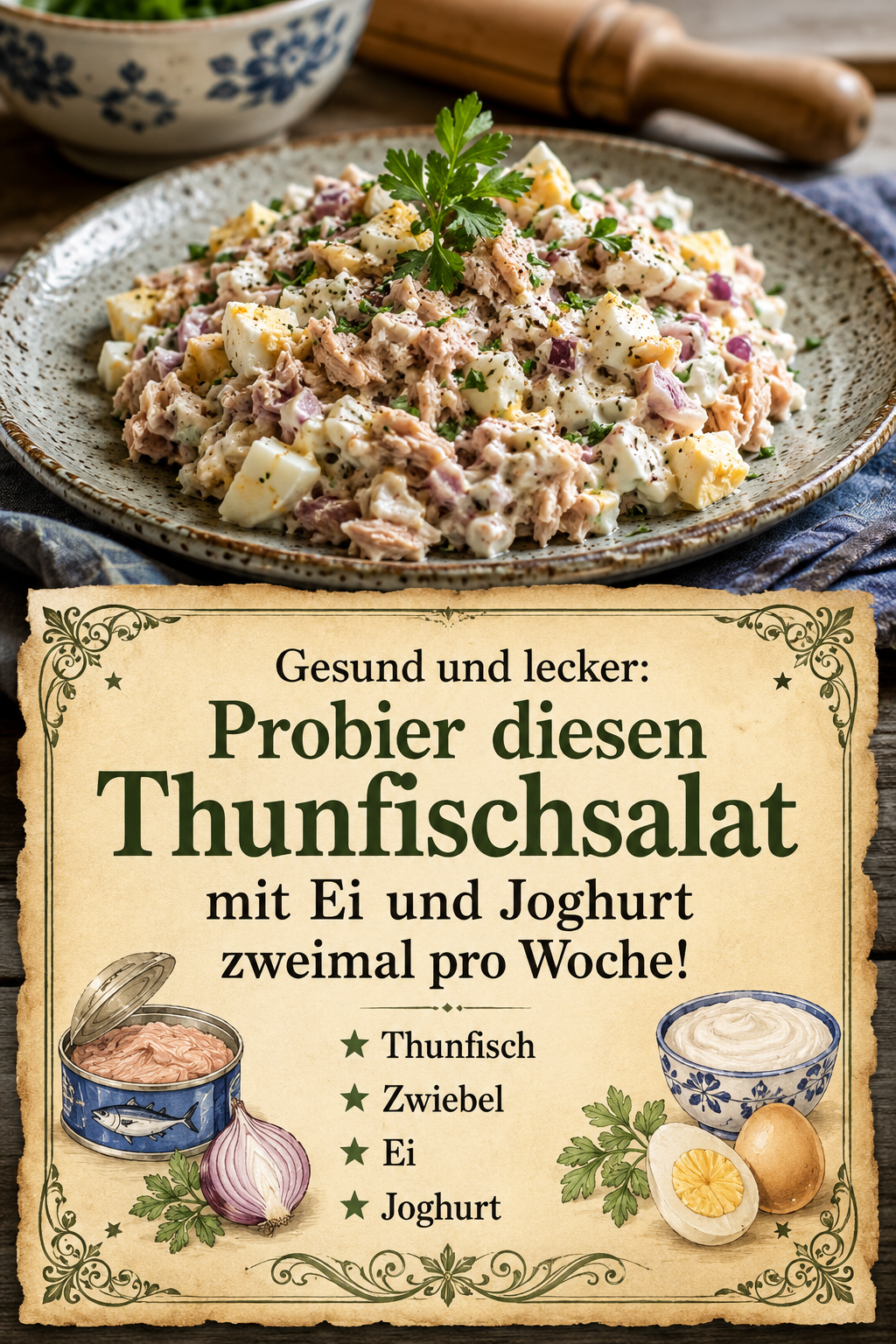 Gesund und lecker: Probier diesen Thunfischsalat mit Ei und Joghurt zweimal pro Woche!