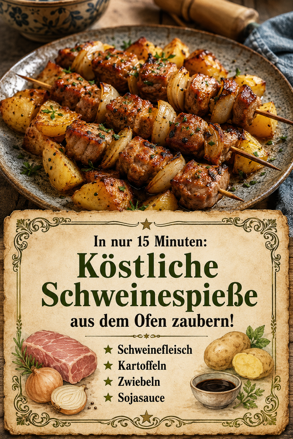 In nur 15 Minuten: Köstliche Schweinespieße aus dem Ofen zaubern!