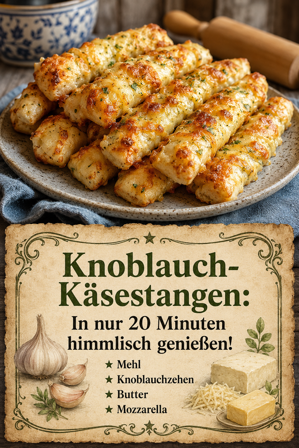Knoblauch-Käsestangen: In nur 20 Minuten himmlisch genießen!