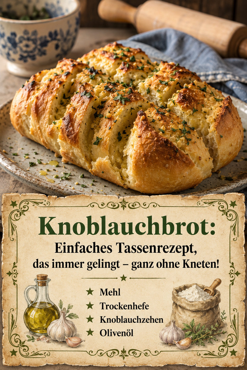Knoblauchbrot: Einfaches Tassenrezept, das immer gelingt – ganz ohne Kneten!