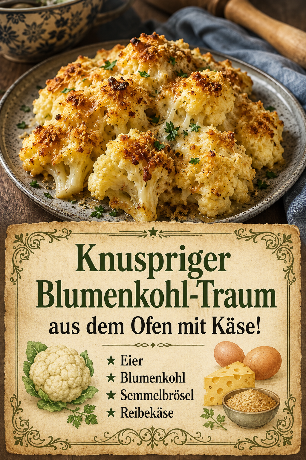 Knuspriger Blumenkohl-Traum aus dem Ofen mit Käse!
