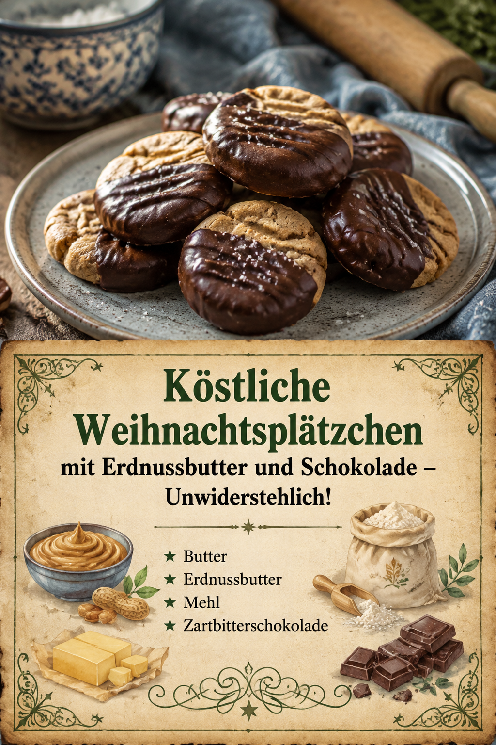 Köstliche Weihnachtsplätzchen mit Erdnussbutter und Schokolade – Unwiderstehlich!