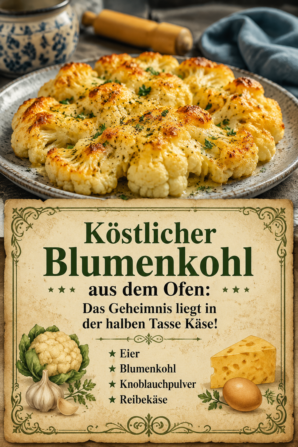 Köstlicher Blumenkohl aus dem Ofen: Das Geheimnis liegt in der halben Tasse Käse!