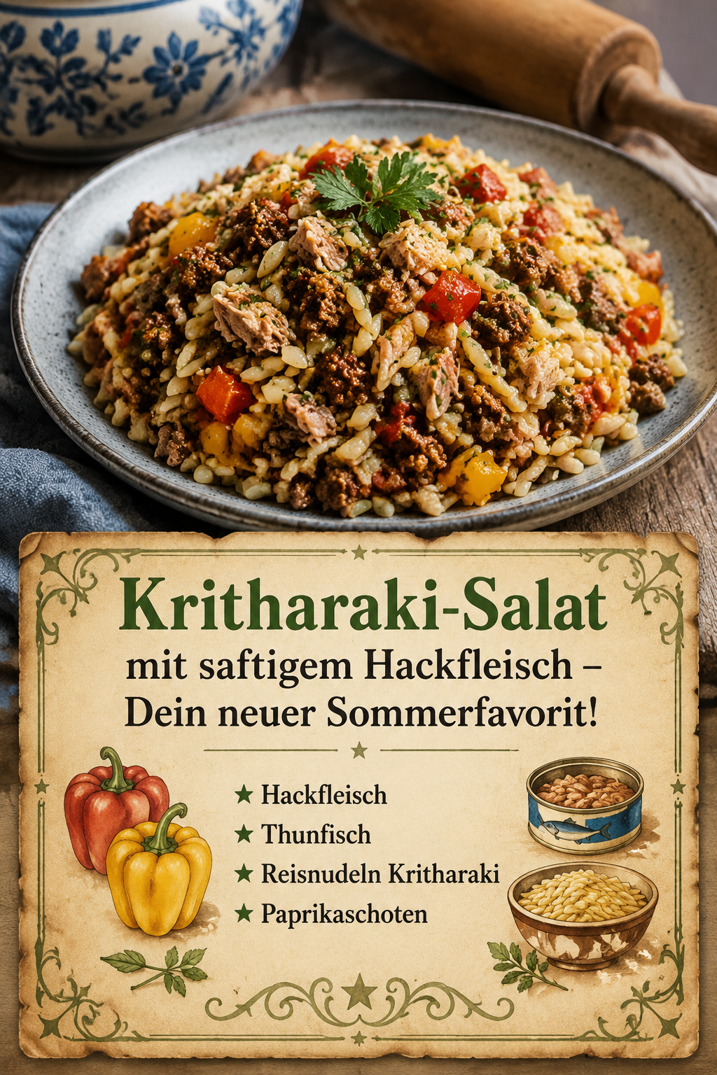 Kritharaki-Salat mit saftigem Hackfleisch – Dein neuer Sommerfavorit!
