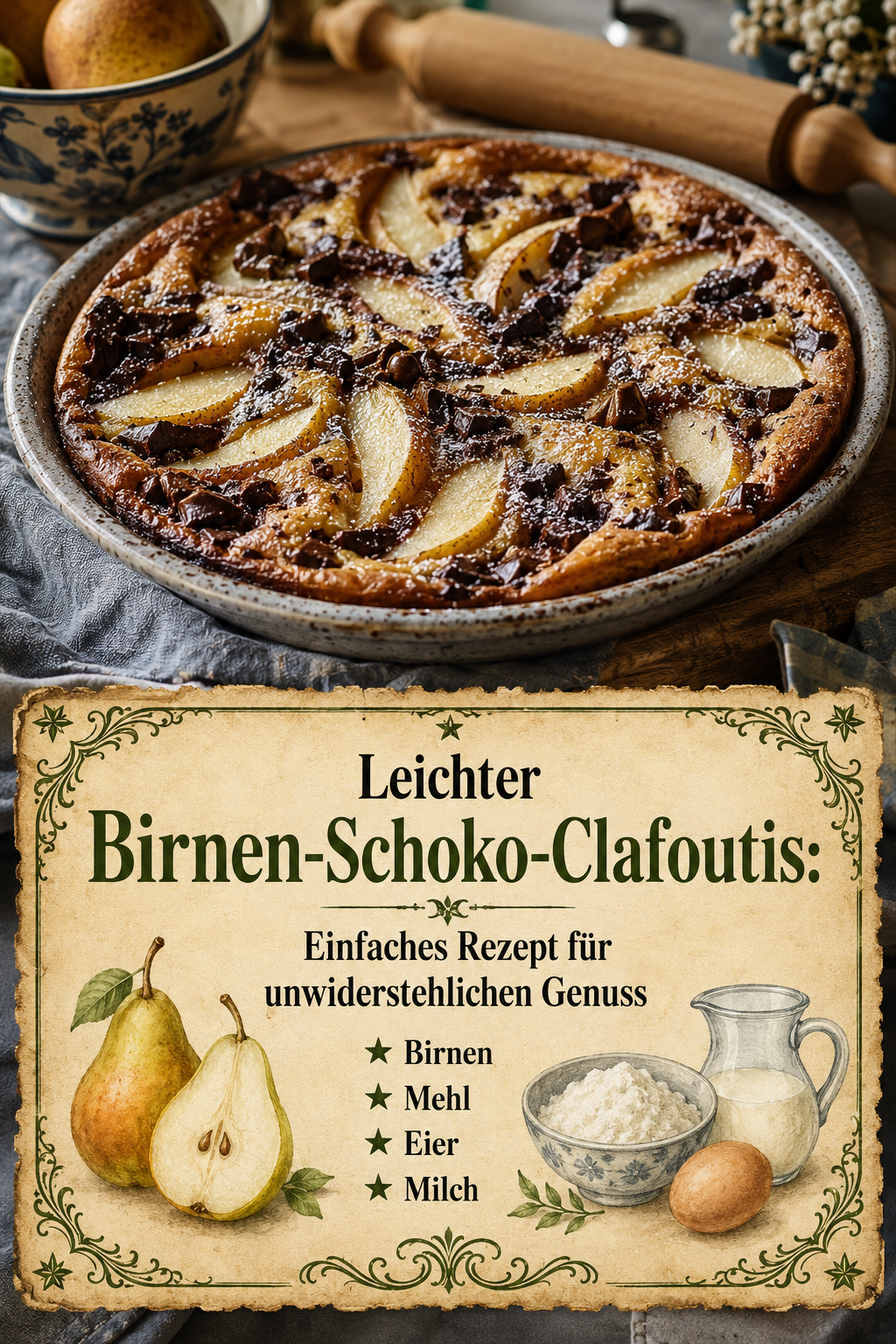Leichter Birnen-Schoko-Clafoutis: Einfaches Rezept für unwiderstehlichen Genuss
