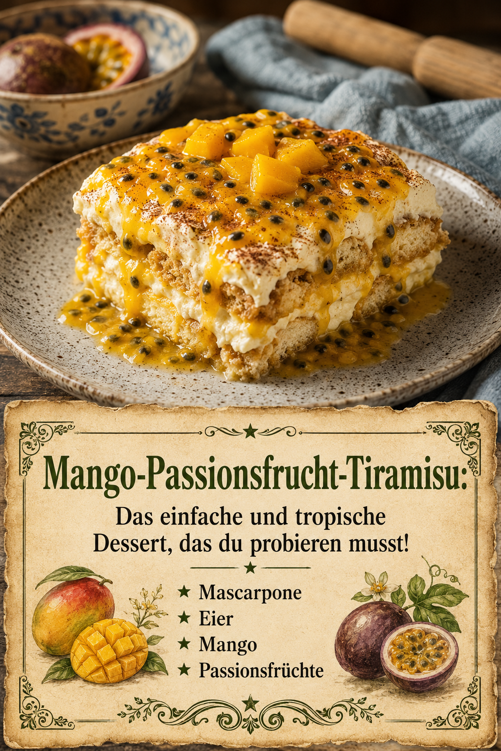 Mango-Passionsfrucht-Tiramisu: Das einfache und tropische Dessert, das du probieren musst!