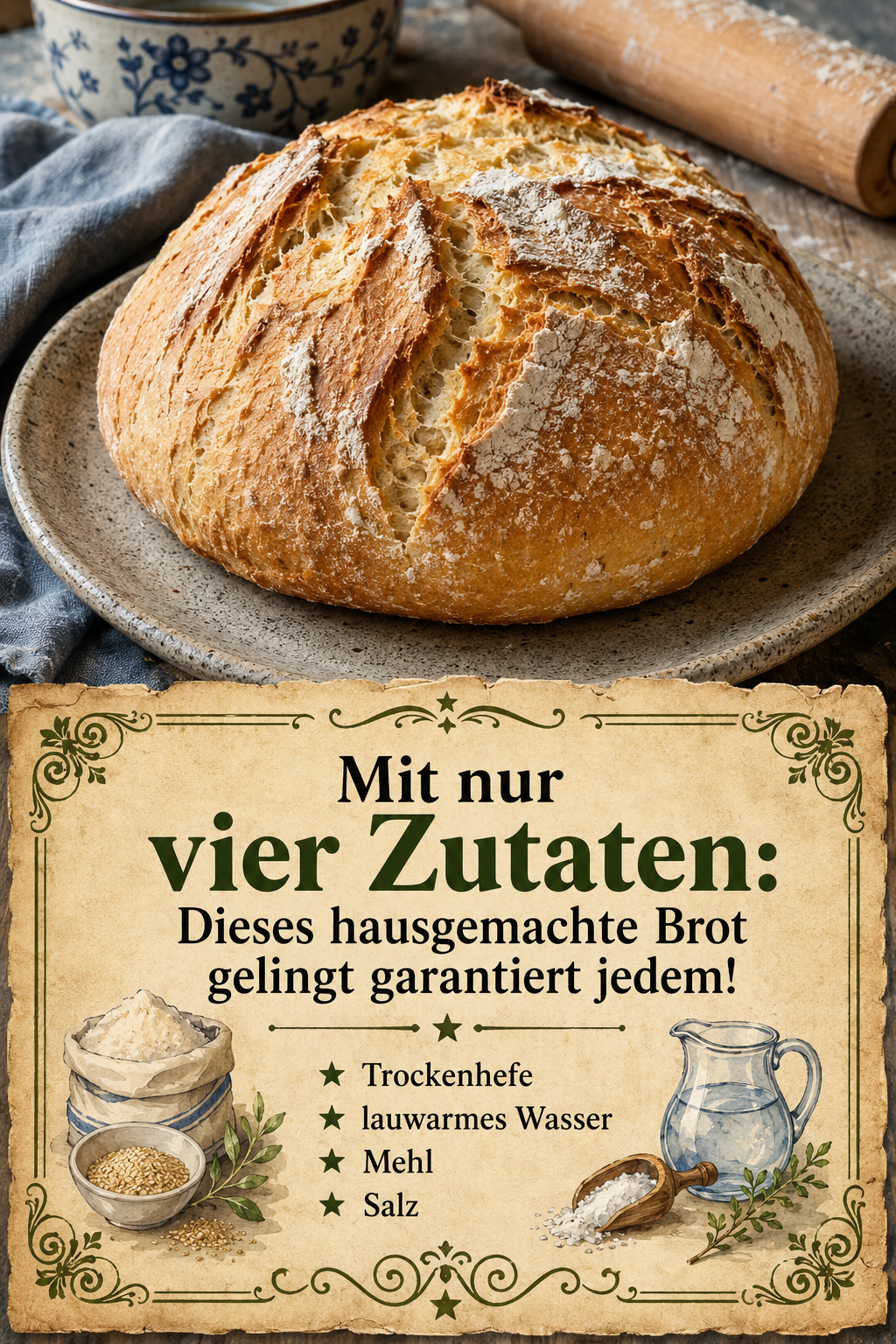 Mit nur vier Zutaten: Dieses hausgemachte Brot gelingt garantiert jedem!