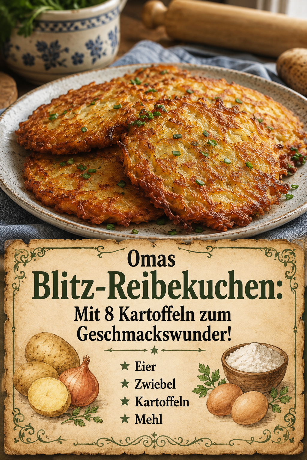 Omas Blitz-Reibekuchen: Mit 8 Kartoffeln zum Geschmackswunder!
