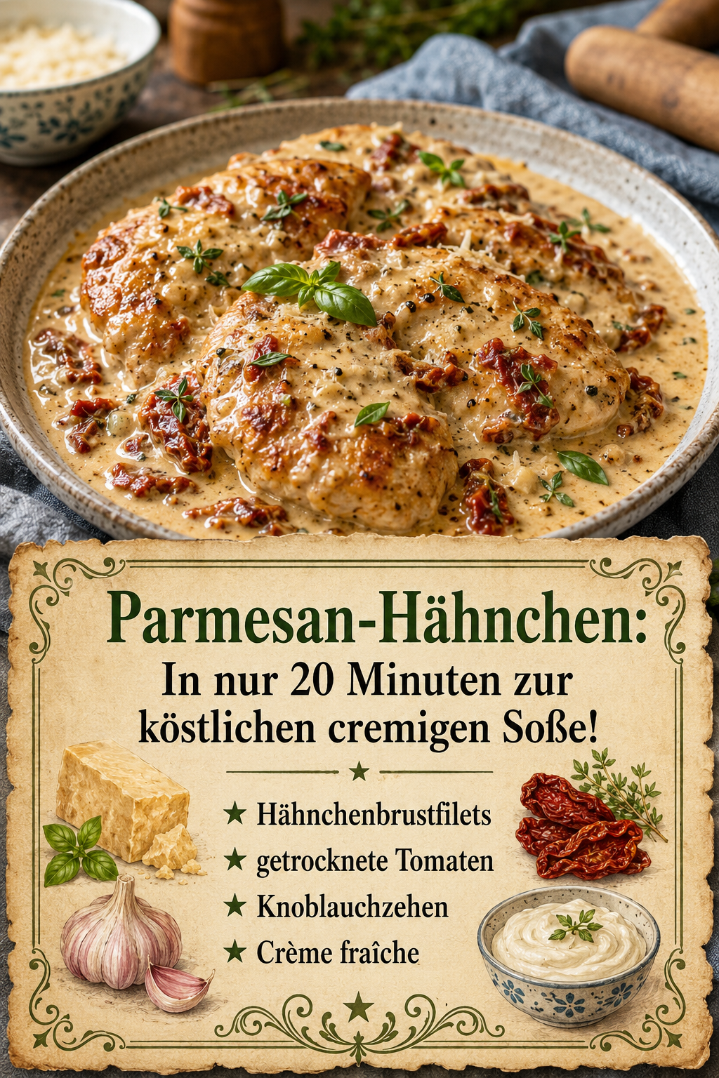 Parmesan-Hähnchen: In nur 20 Minuten zur köstlichen cremigen Soße!