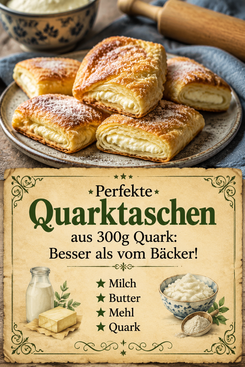 Perfekte Quarktaschen aus 300g Quark: Besser als vom Bäcker!