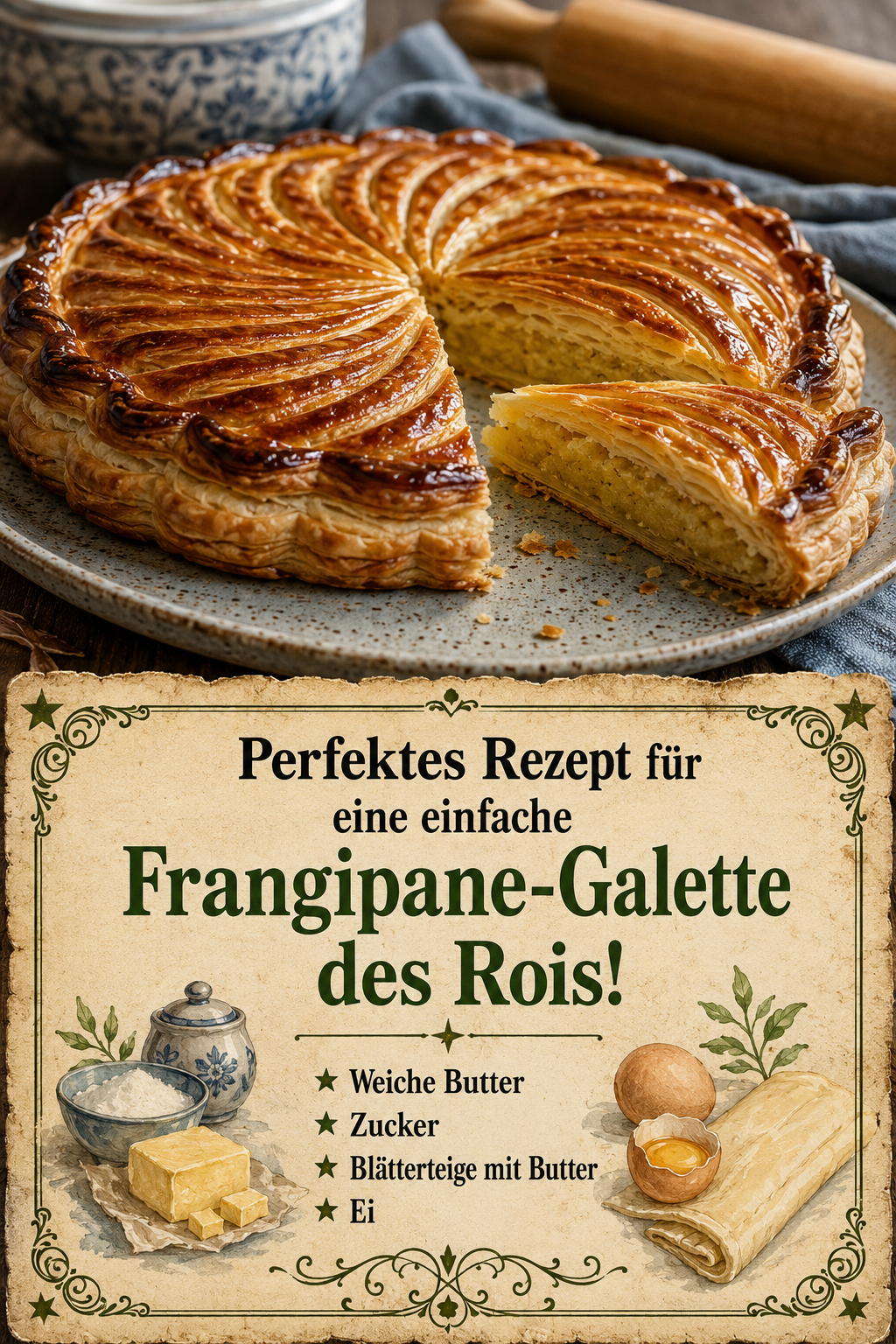Perfektes Rezept für eine einfache Frangipane-Galette des Rois!