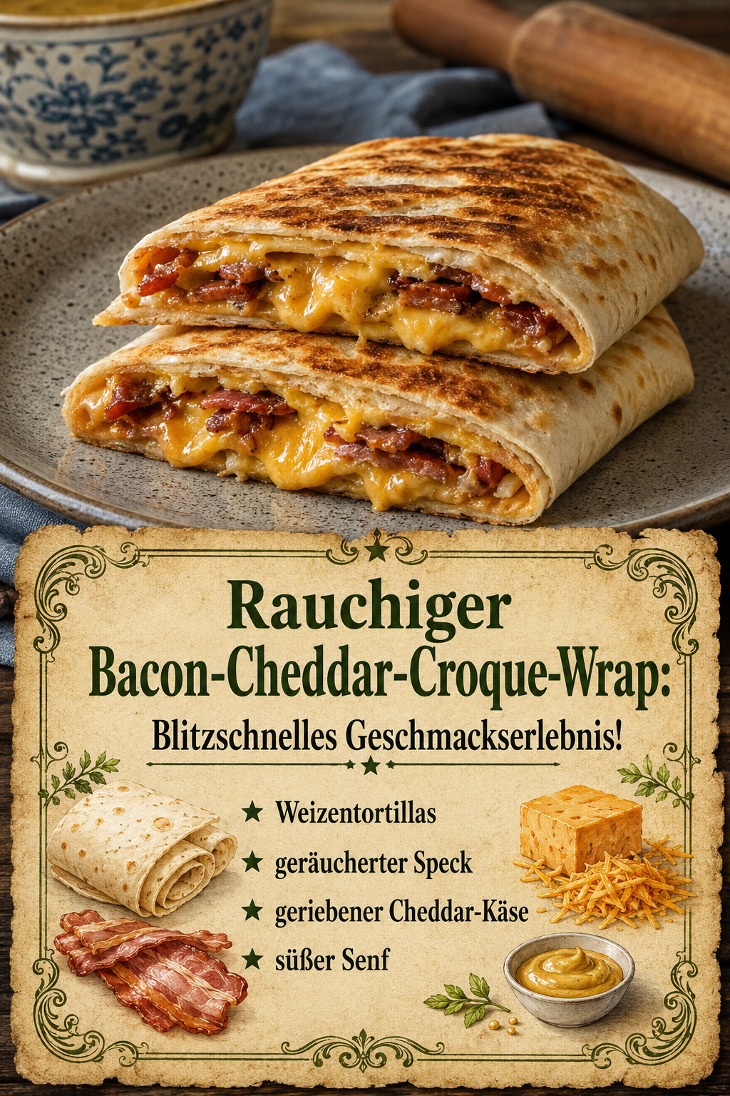 Rauchiger Bacon-Cheddar-Croque-Wrap: Blitzschnelles Geschmackserlebnis!