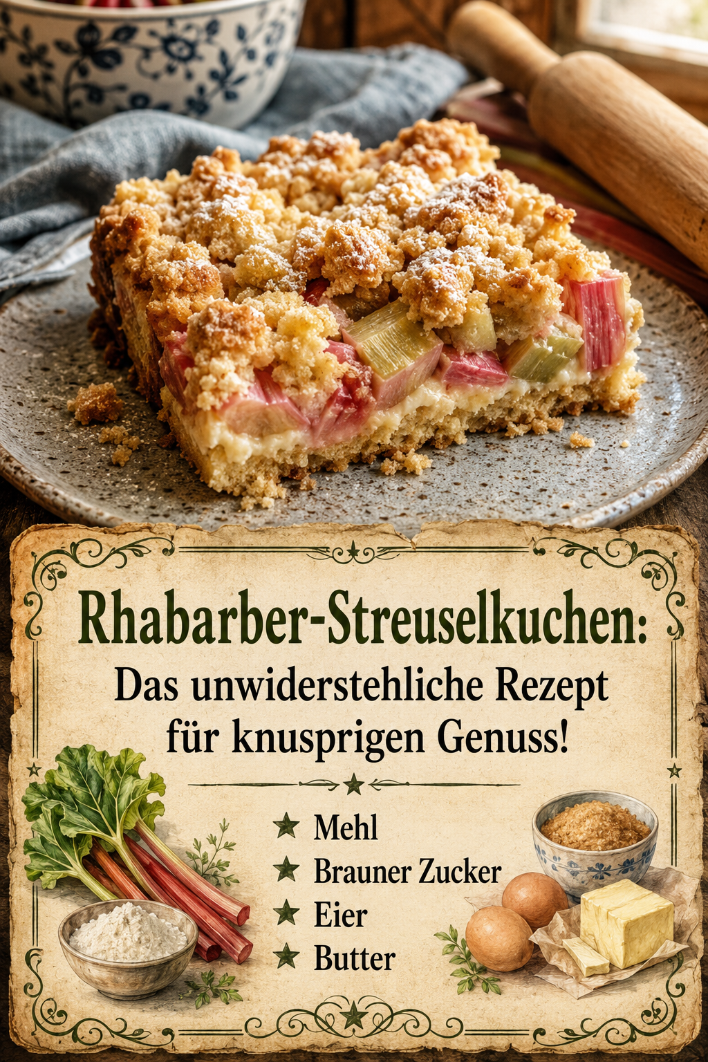 Rhabarber-Streuselkuchen: Das unwiderstehliche Rezept für knusprigen Genuss!